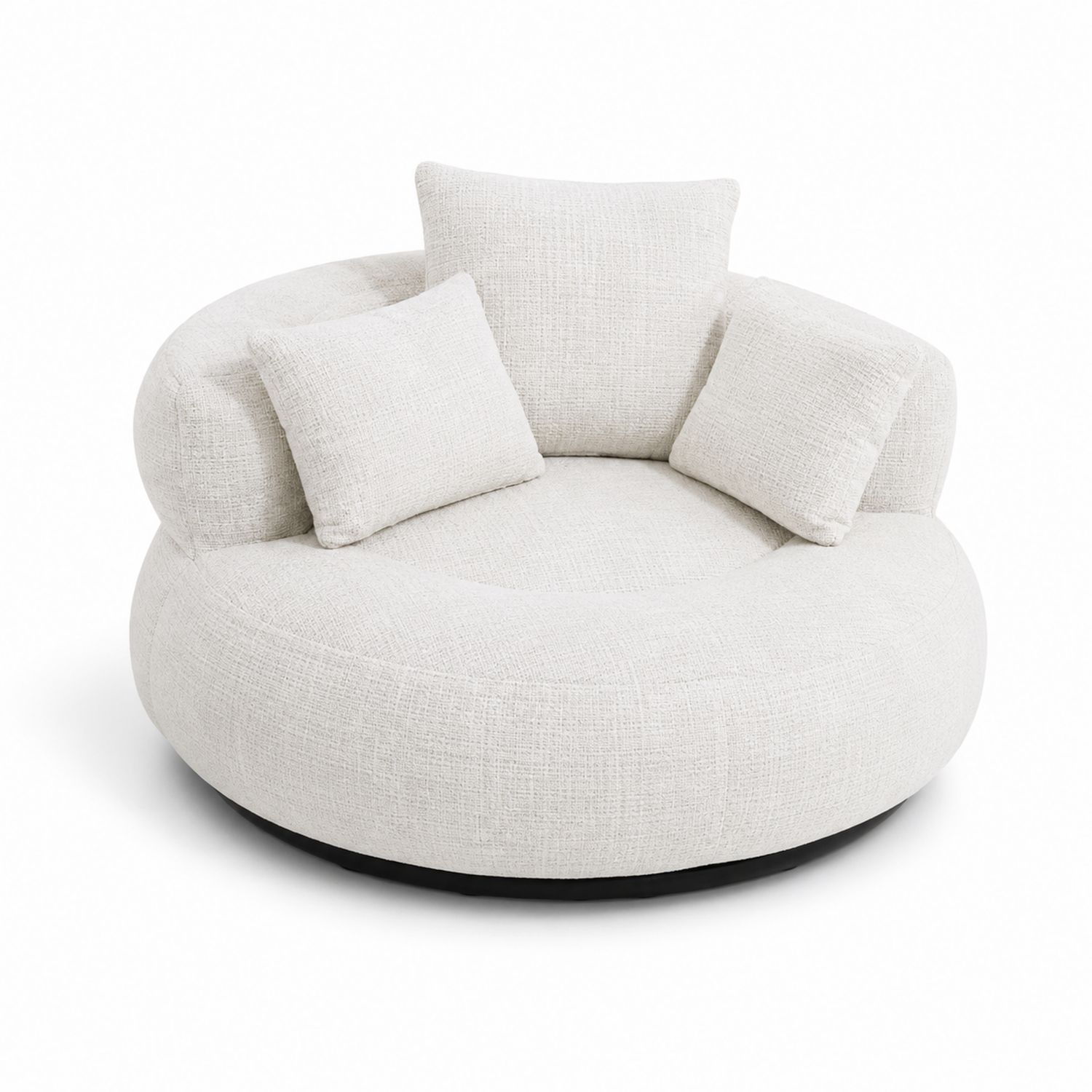 Okrągła sofa z poduszkami z tkaniny poliestrowej Kremowy 120 cm