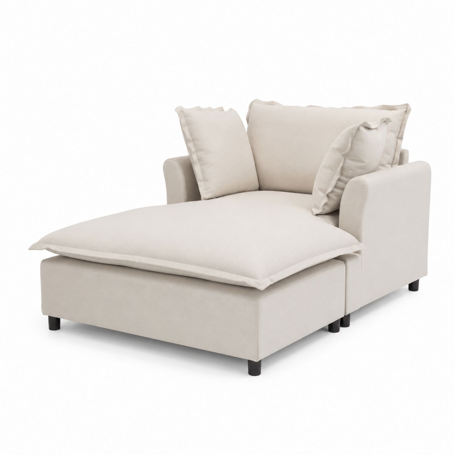 Sofa narożna tapicerowana tkaniną poliestrową Kremowa 200x150 cm