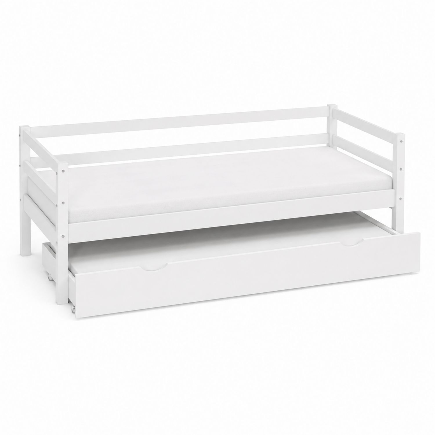 Białe łóżko z szufladą z płyty MDF 200x90 cm