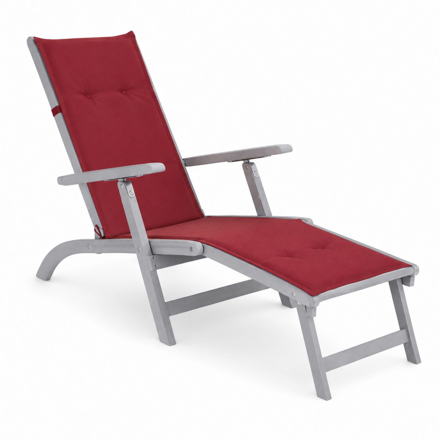 Składany leżak aluminiowy z czerwoną tapicerką 190x65 cm