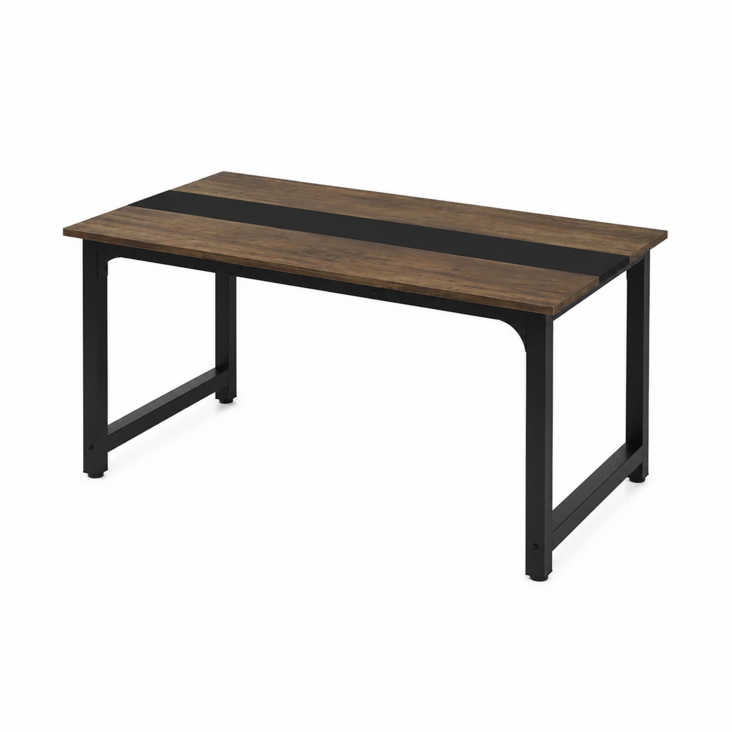 Biurko prostokątne 120x60 cm drewno i metal czarno-brązowe