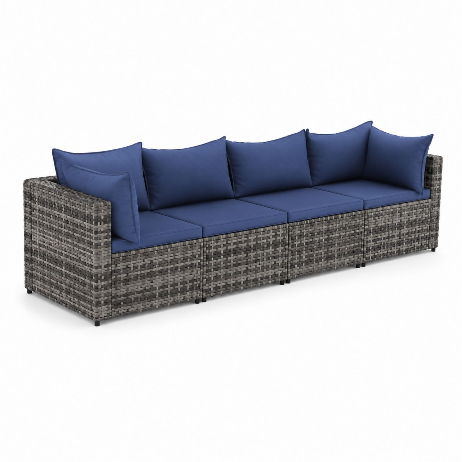 Sofa ogrodowa 4-osobowa z technorattanu z poduszkami poliestrowymi
