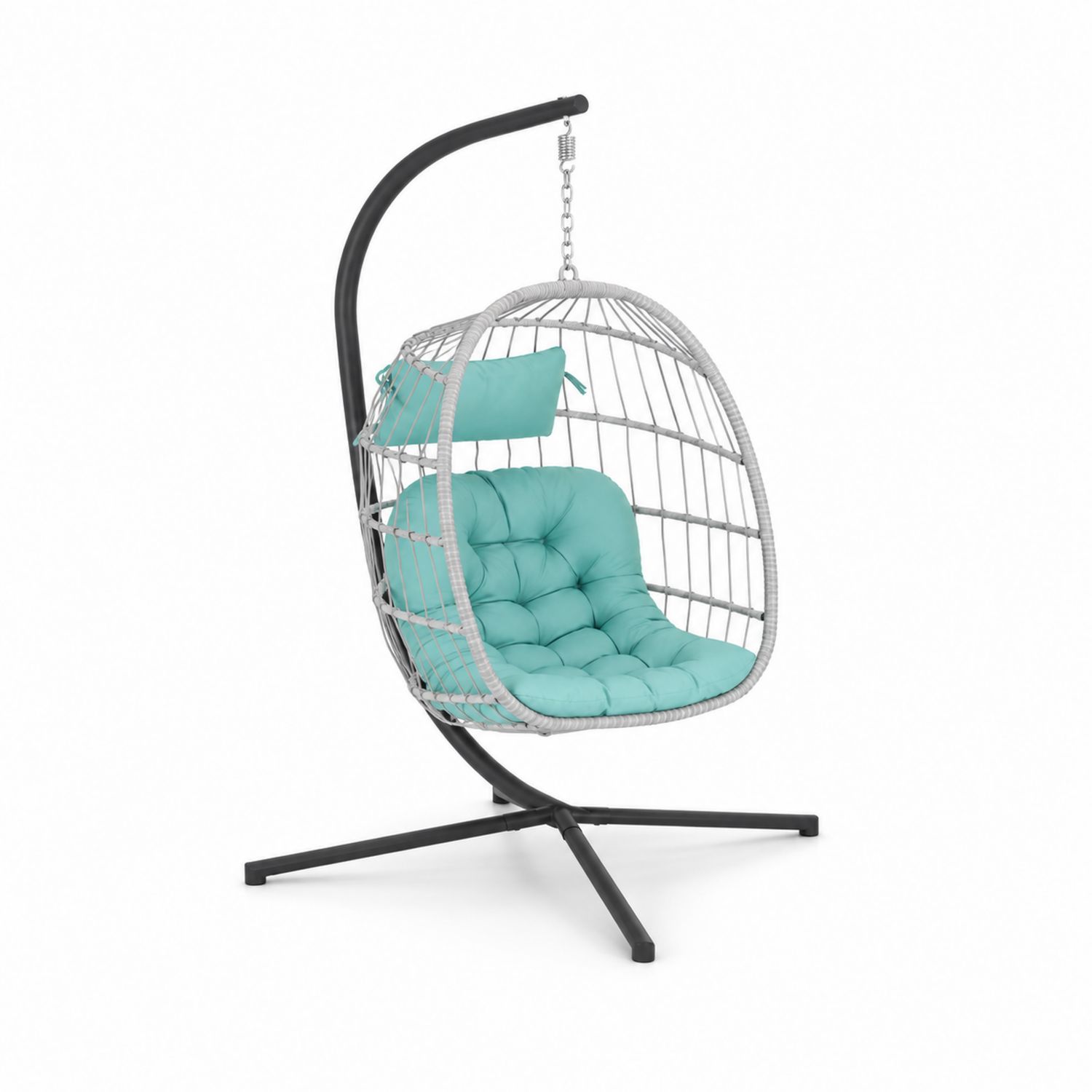 Fotel Wiszący Stalowy z Technorattanu Turkusowy 100x100x200 cm