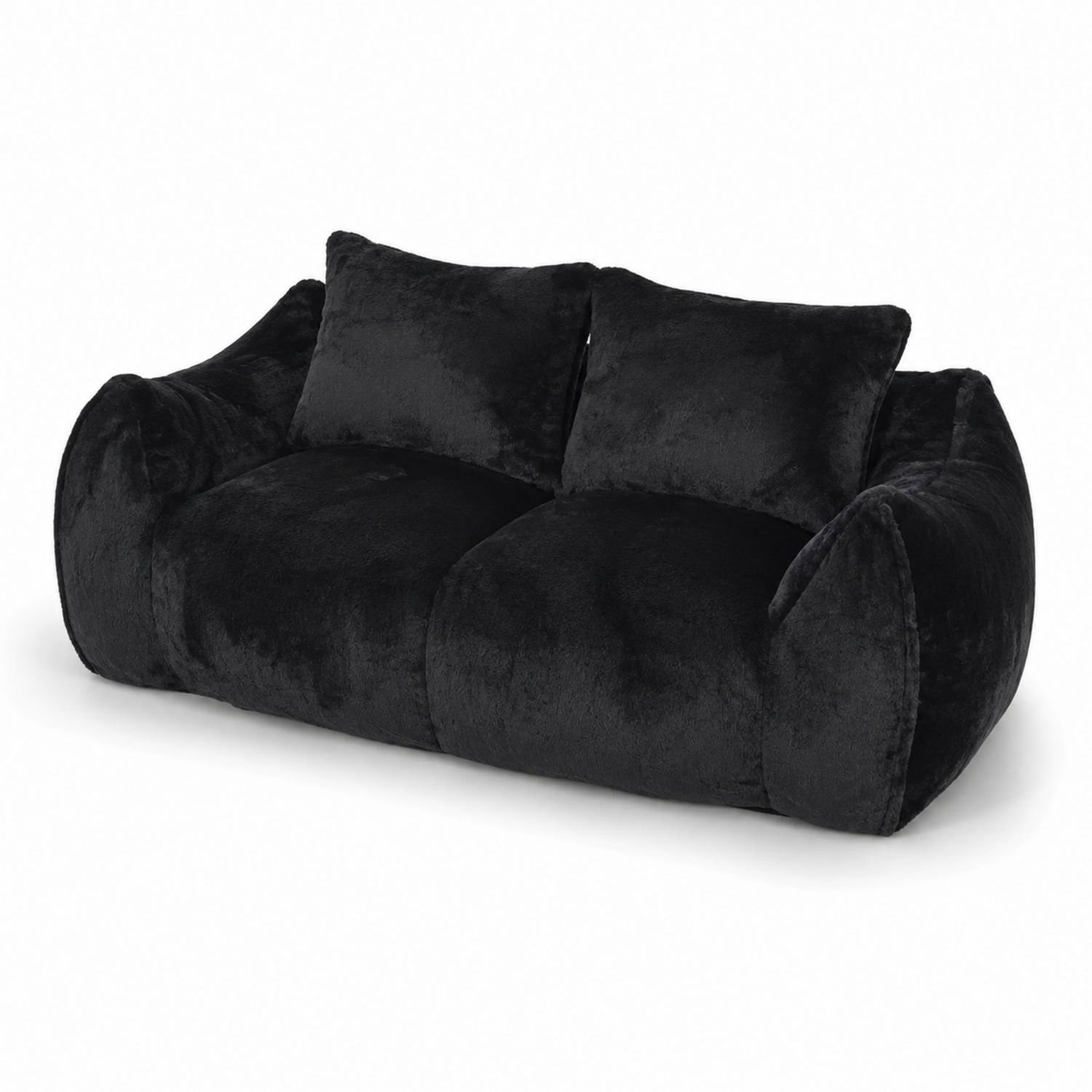 Sofa dwuosobowa z tkaniny poliestrowej czarna