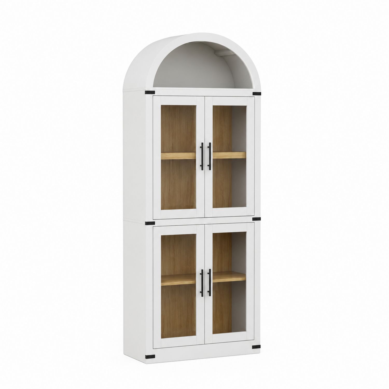 Łukowa szafka z drzwiami szklanymi MDF 200x80x40 cm Biała