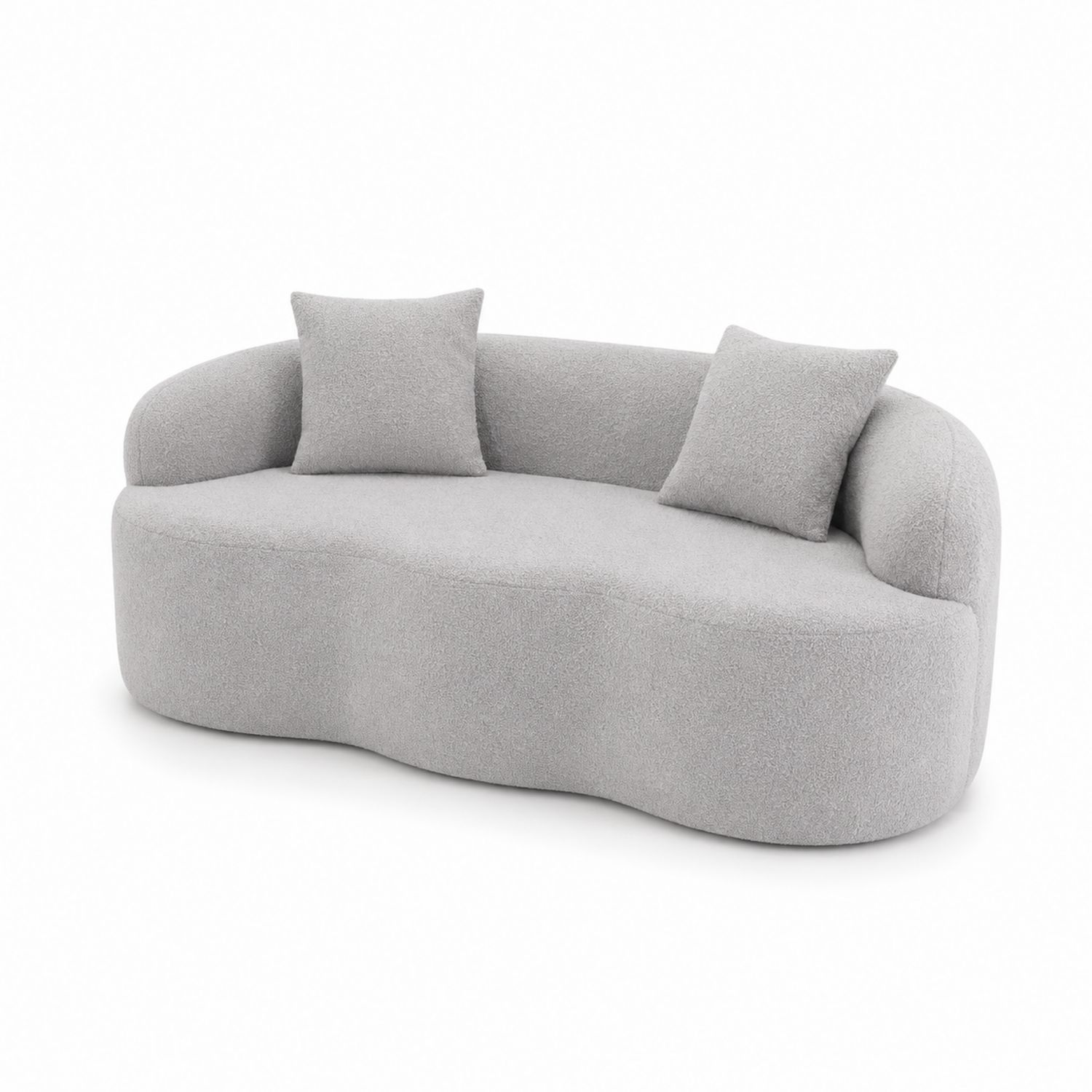 Sofa trzyosobowa z tkaniny Boucle Szara