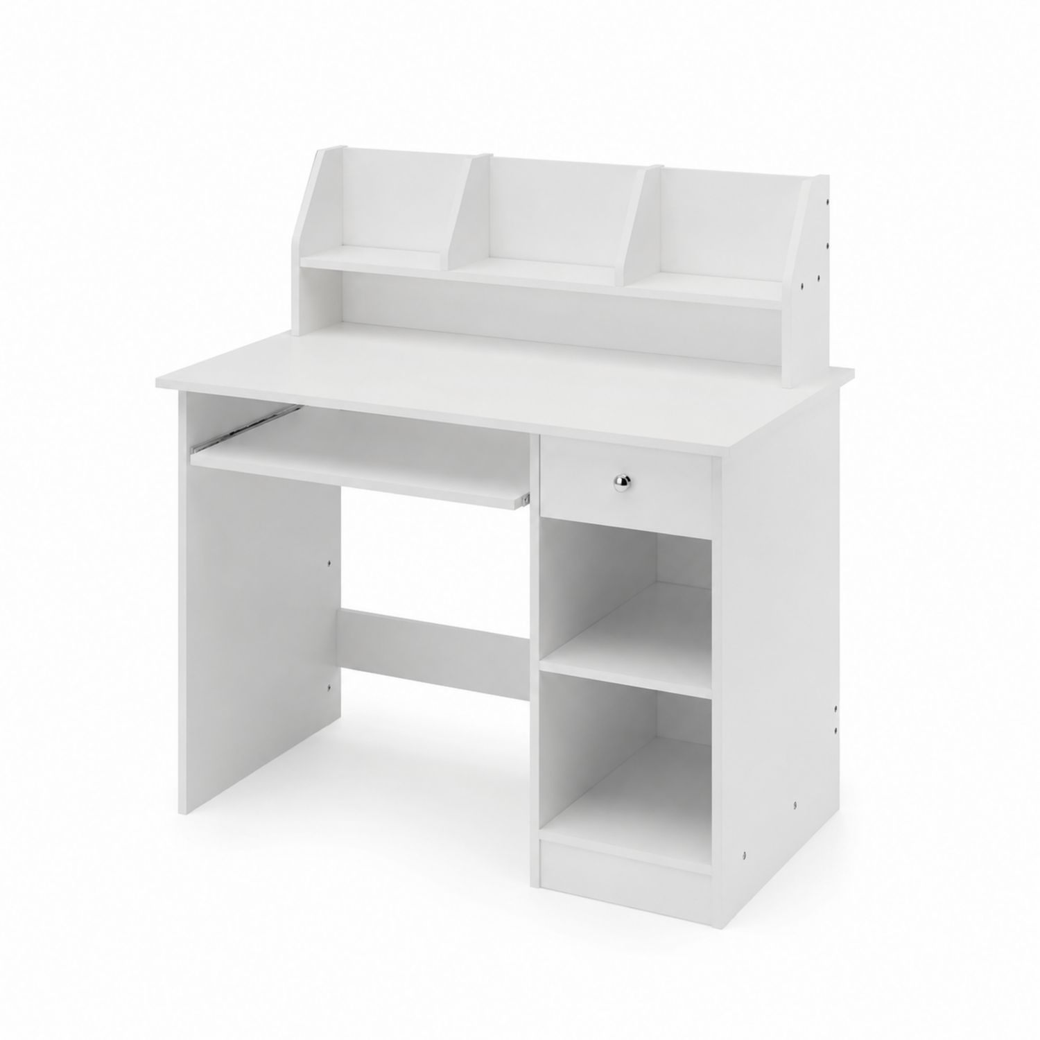 Biurko z półkami i szufladą białe MDF 100 cm