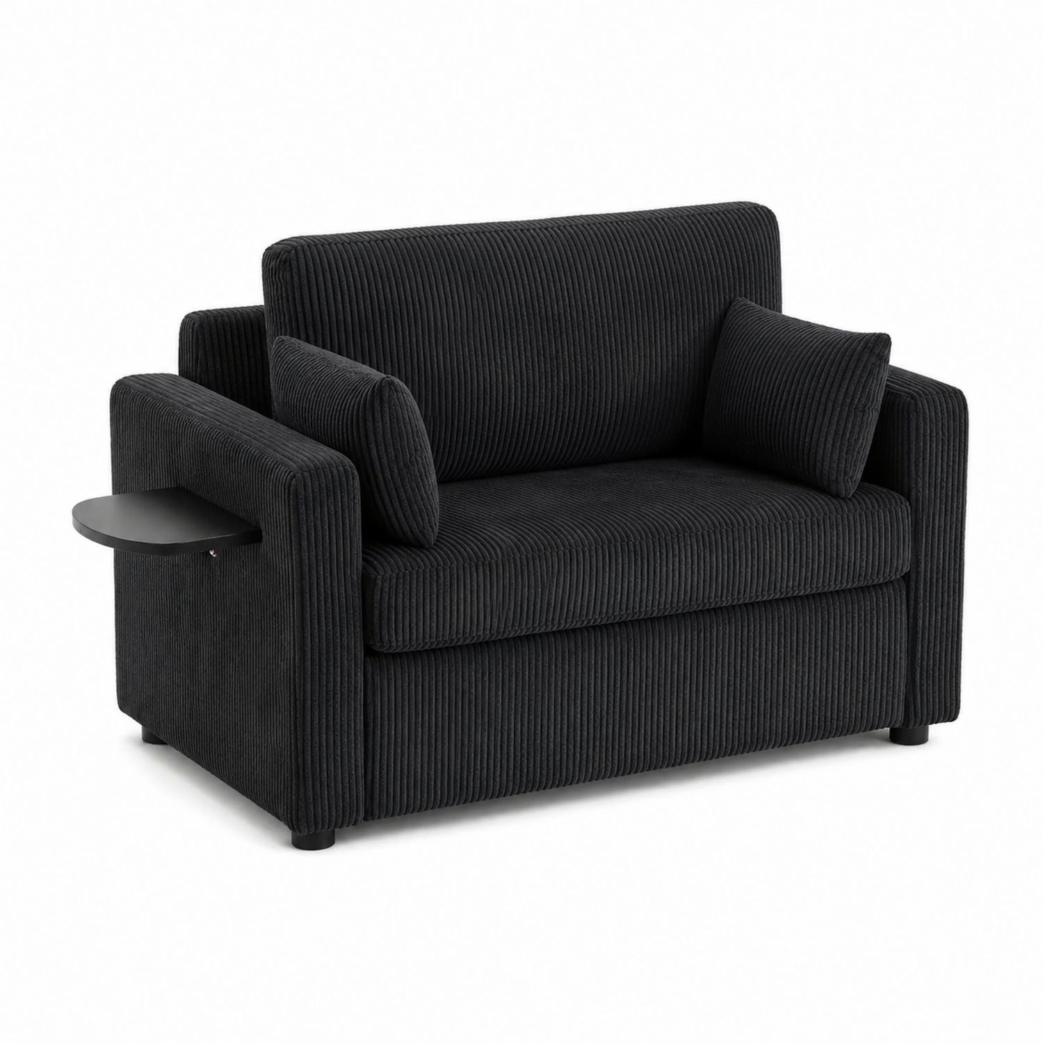 Czarna sofa dwuosobowa z sztruksu