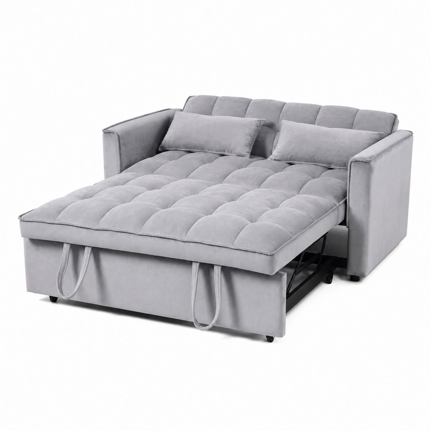 Sofa rozkładana welurowa Szary 200x140 cm