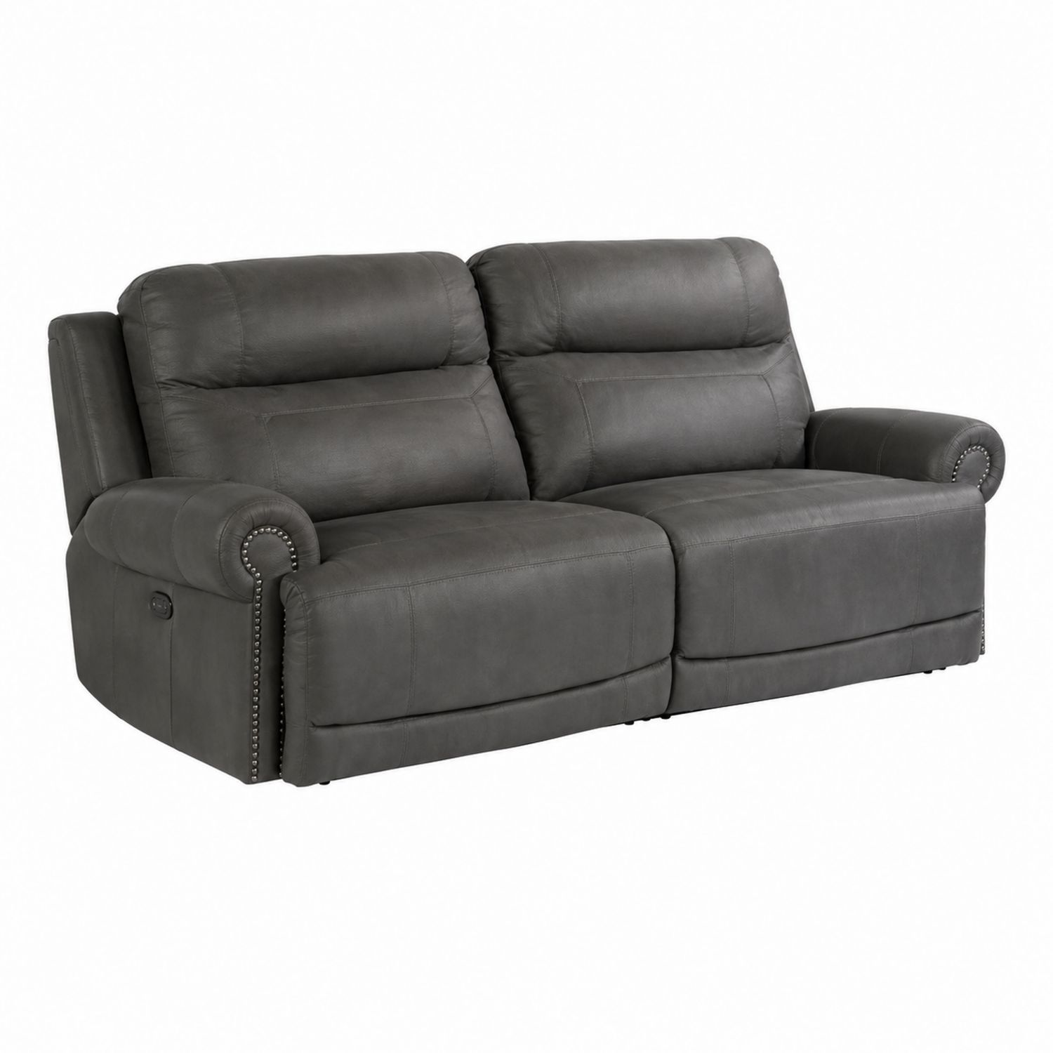 Sofa 2-osobowa rozkładana, mikrofibra i skóra ekologiczna, Szary
