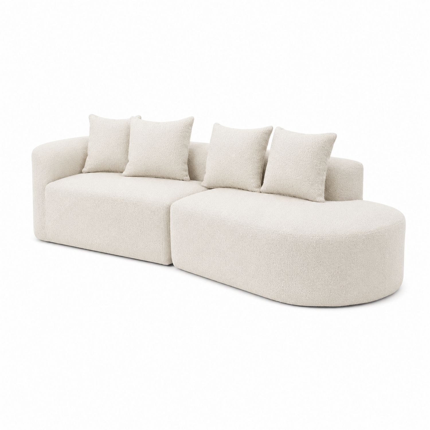 Sofa modułowa zaokrąglona z tkaniny kremowej 285 cm