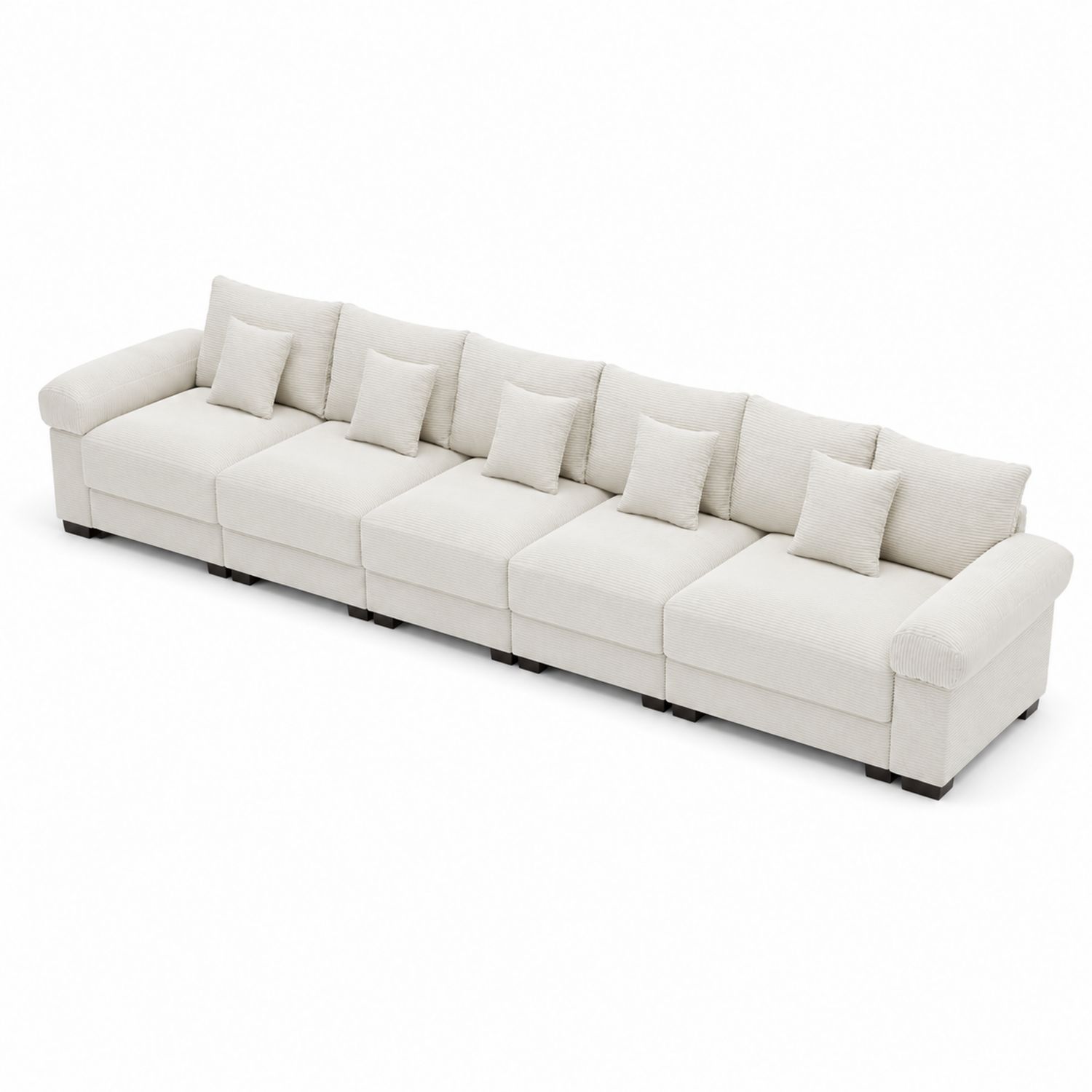 Sofa modułowa 6-osobowa z poduszkami, kremowa, 400 cm