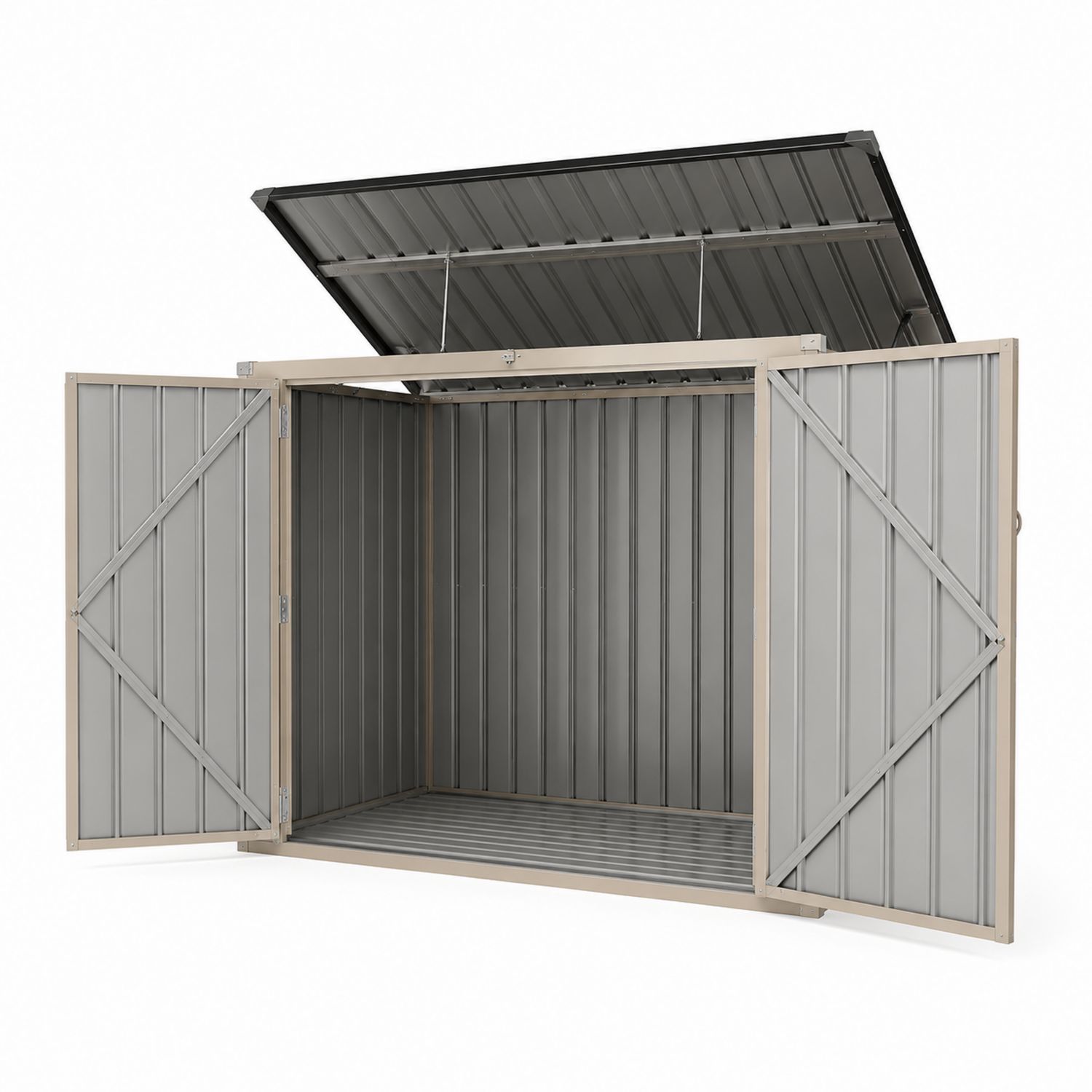 Schowek Ogrodowy Metalowy ze Stali 230x120x150 cm Szary