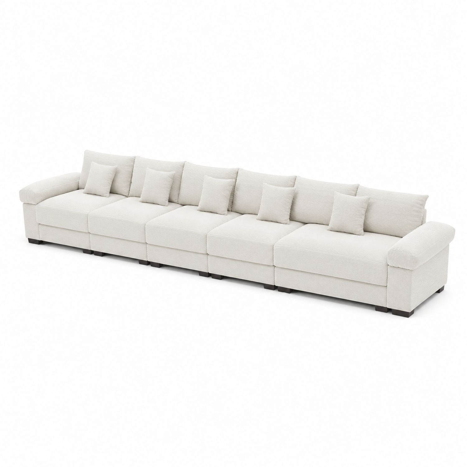 Sofa modułowa 6-osobowa tkanina sztruks Biały 350x100x85 cm