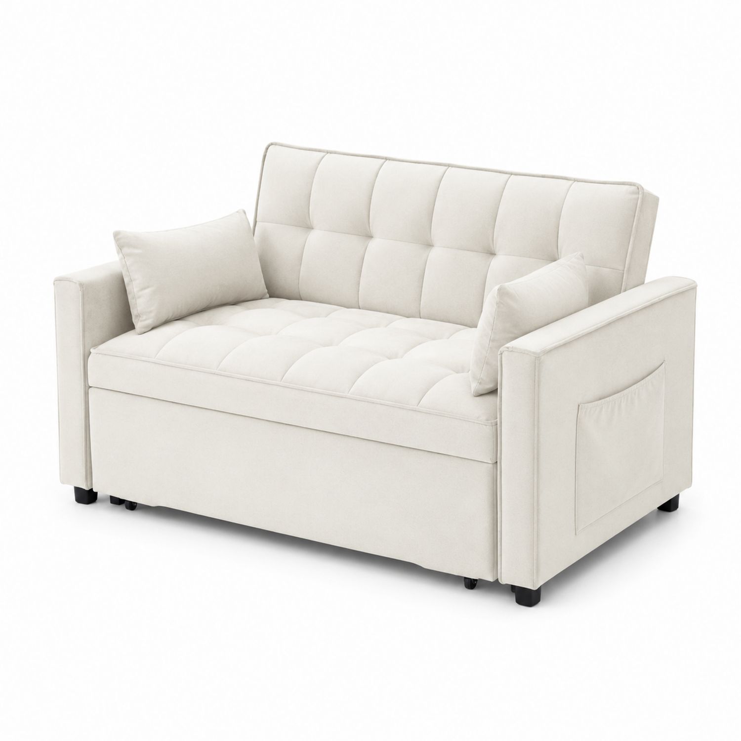 Sofa rozkładana 2-osobowa z poduszkami z tkaniny