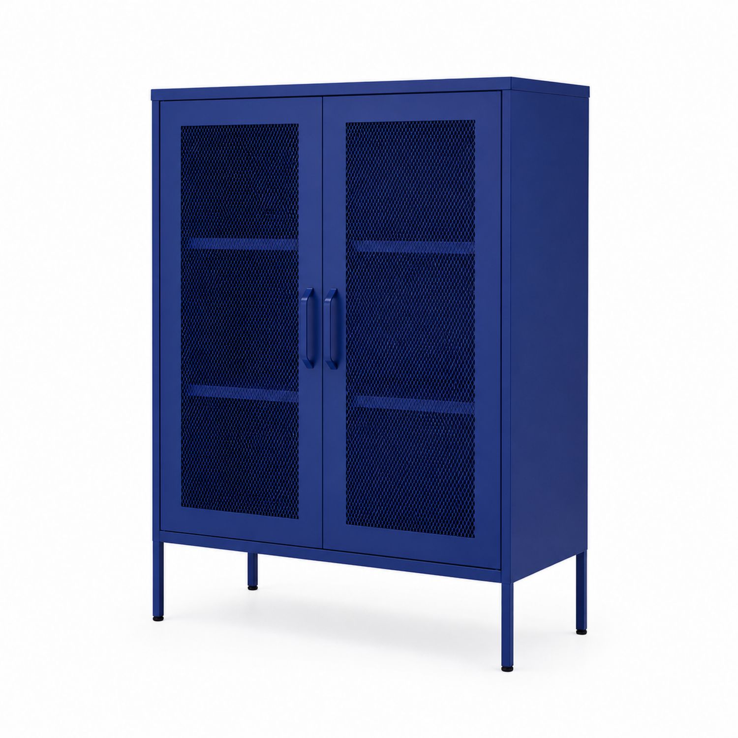 Metalowa szafka z siatkowanymi drzwiami Stal Niebieski 90x40x120 cm