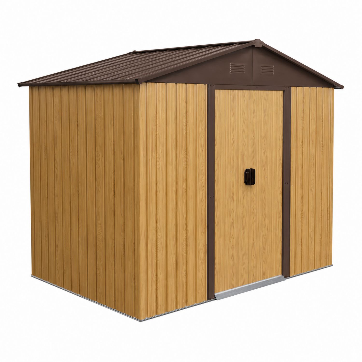Schowek ogrodowy metalowy 190x130x185 cm stal i drewno Dąb i Brąz