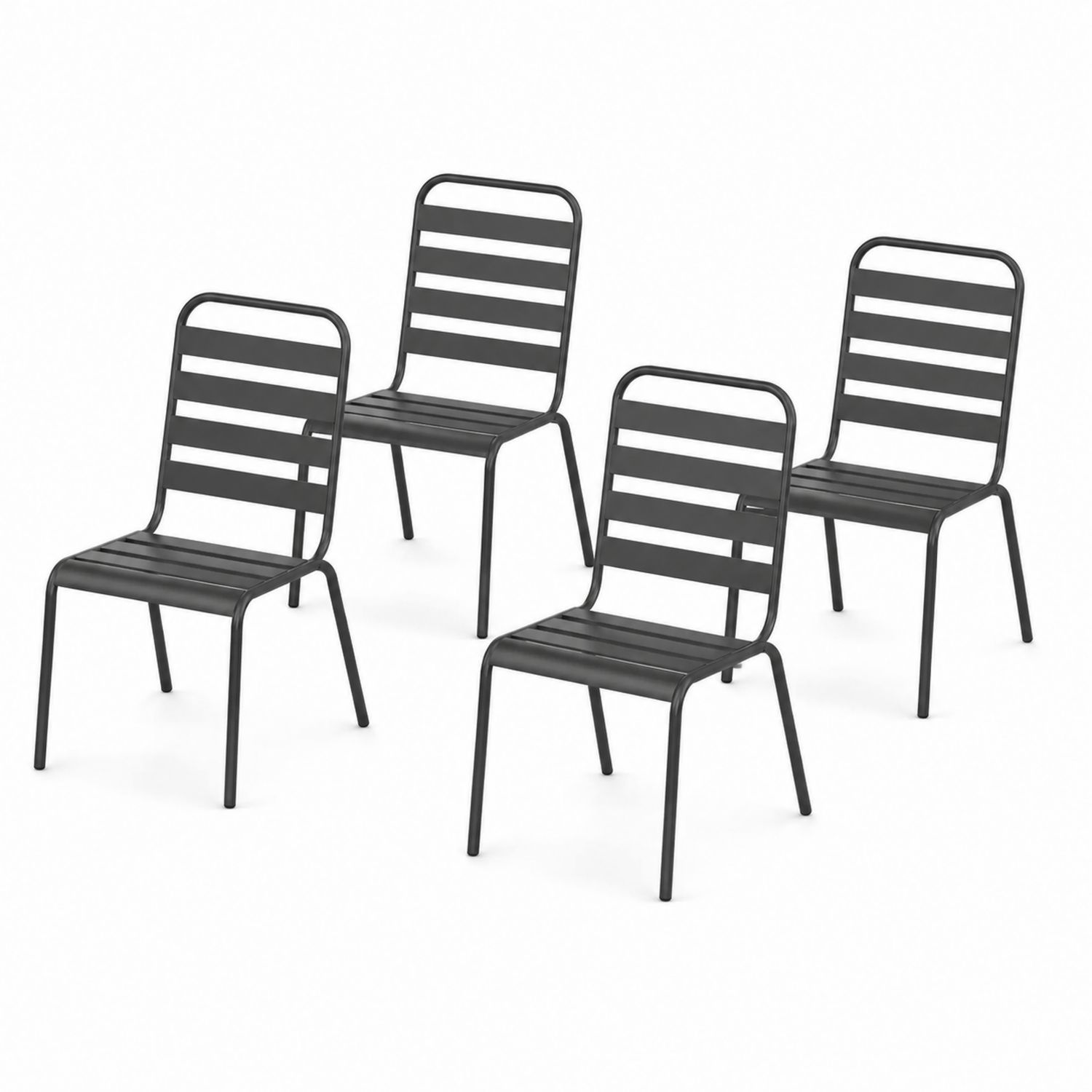 Zestaw krzeseł metalowych czarnych 4 sztuki