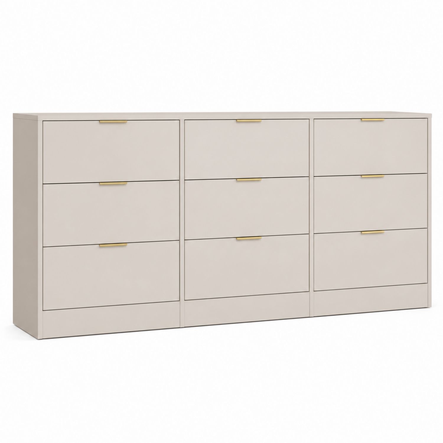 Komoda z 9 szufladami MDF Beżowa z Metalowymi Uchwyty-arartium