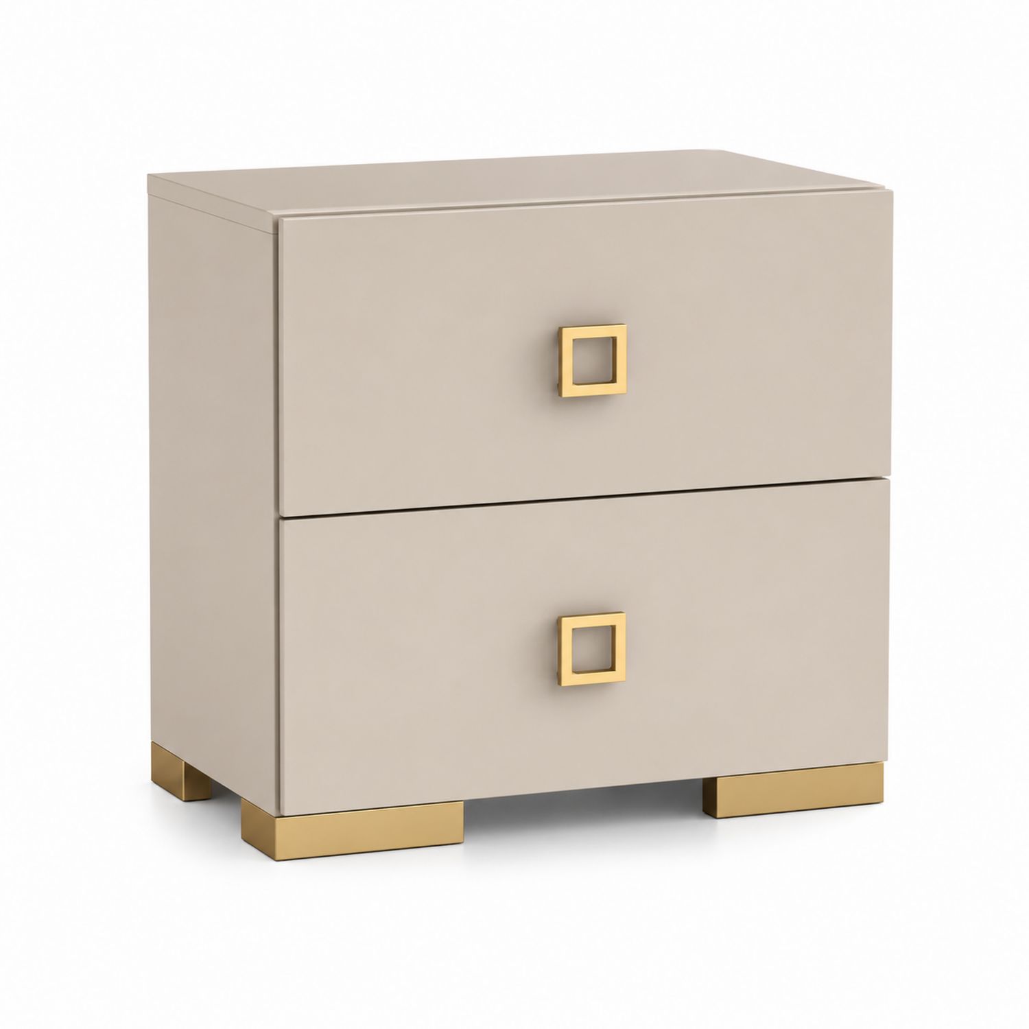 Stolik nocny prostokątny 2 szuflady MDF Beżowy/Złoty 50x30x45 cm-arartium