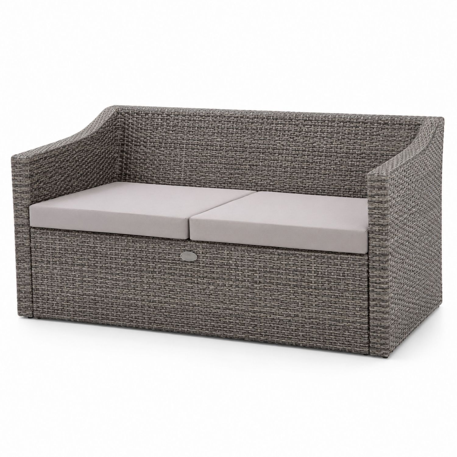 Sofa z technorattanu z szarymi poduszkami 128 cm-arartium