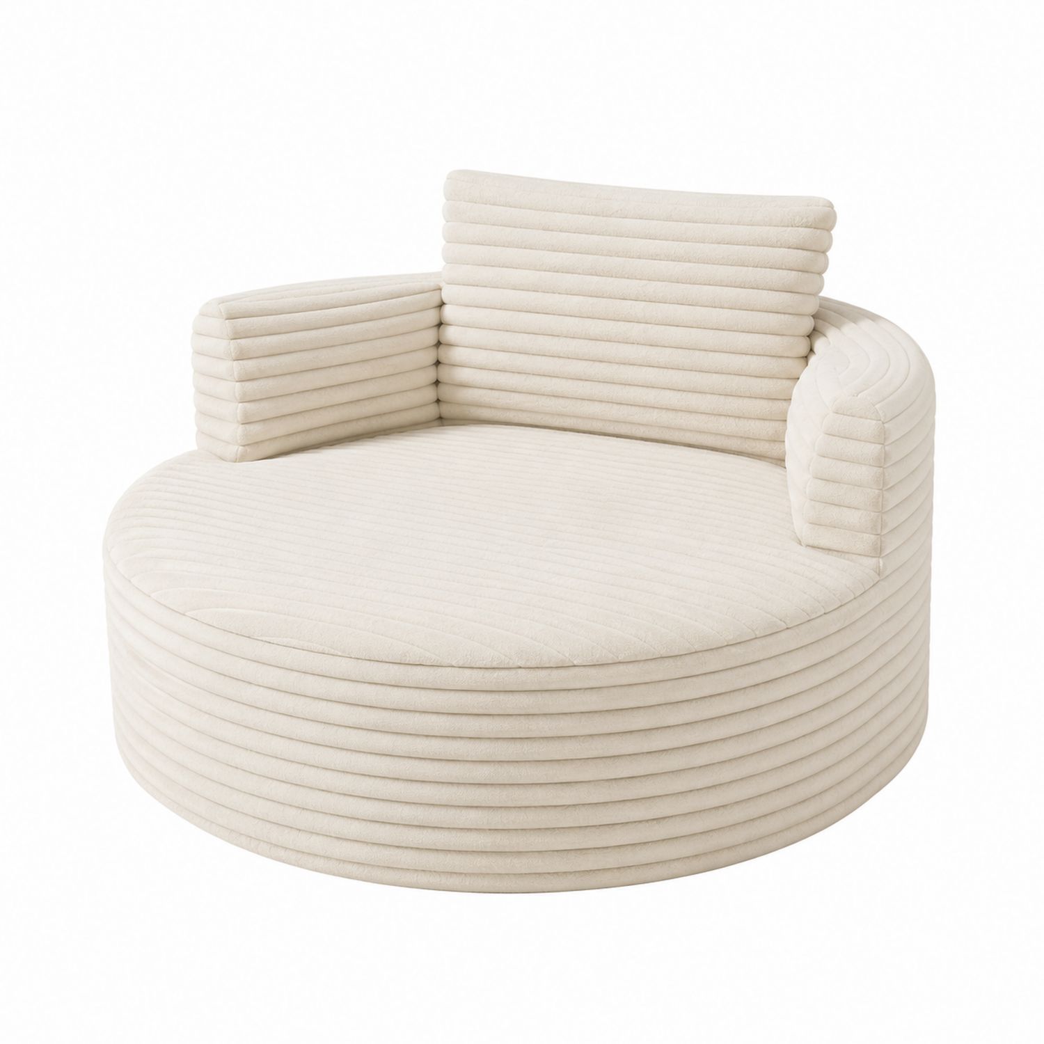 Okrągła sofa tapicerowana kremowa 110 cm-arartium