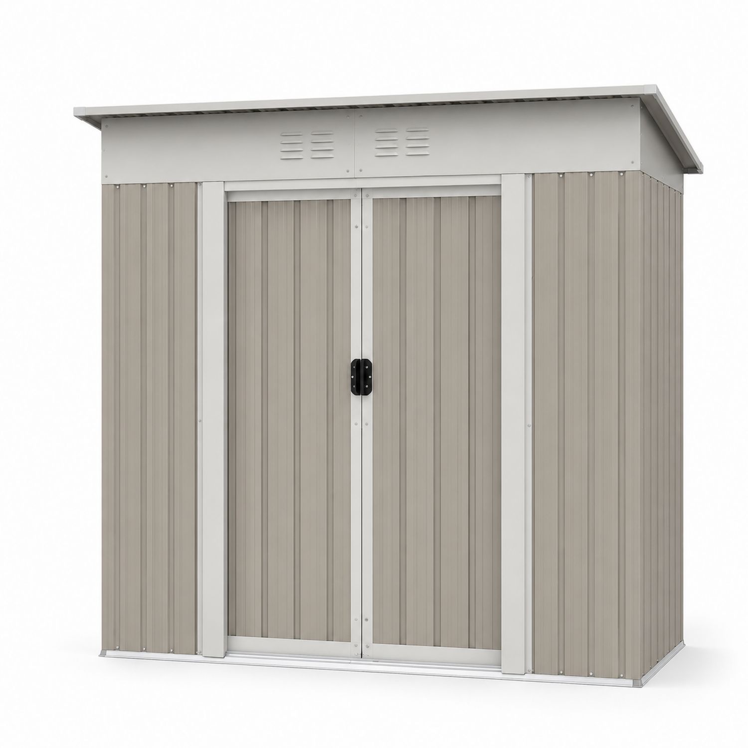 Metalowy schowek ogrodowy 213x130x185 cm Stal ocynkowana Poliwęglan Beżowy-arartium