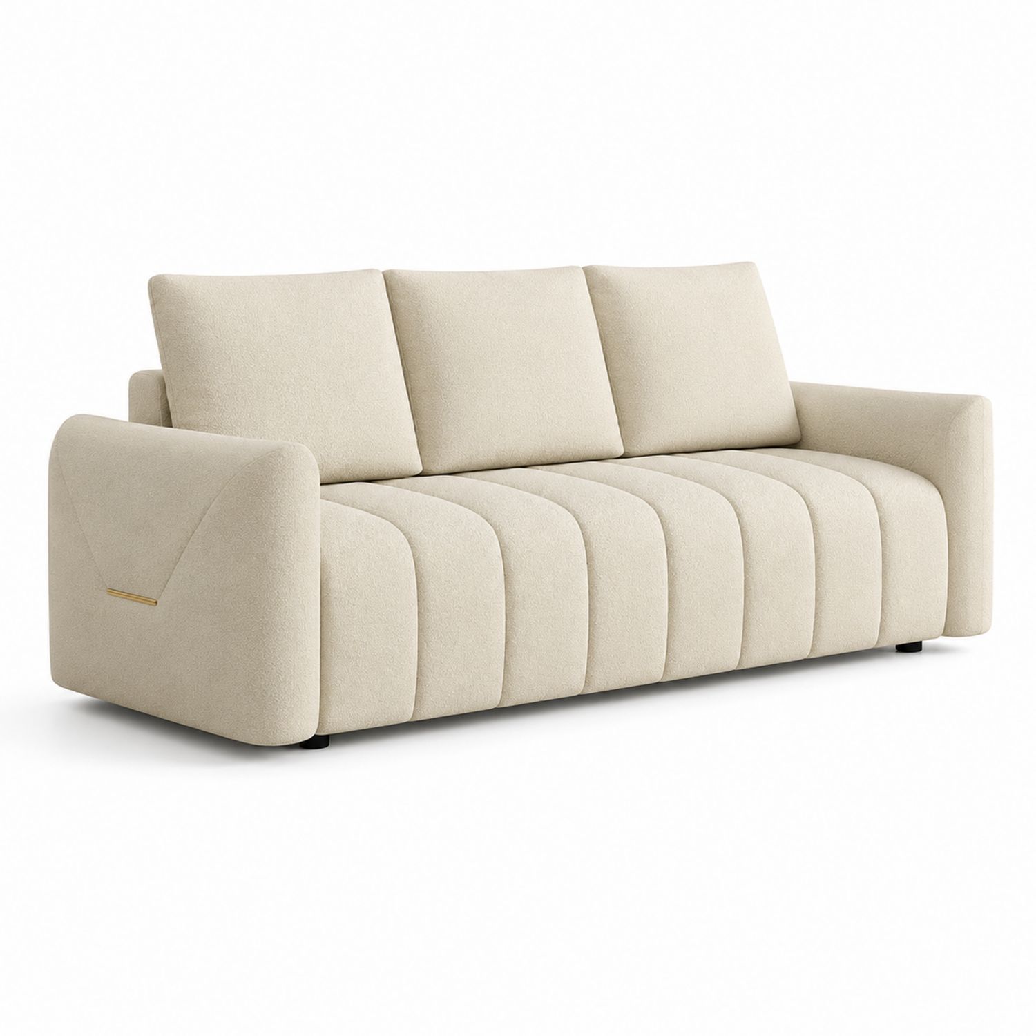 Sofa 3-osobowa kremowa z tkaniny poliestrowej-arartium