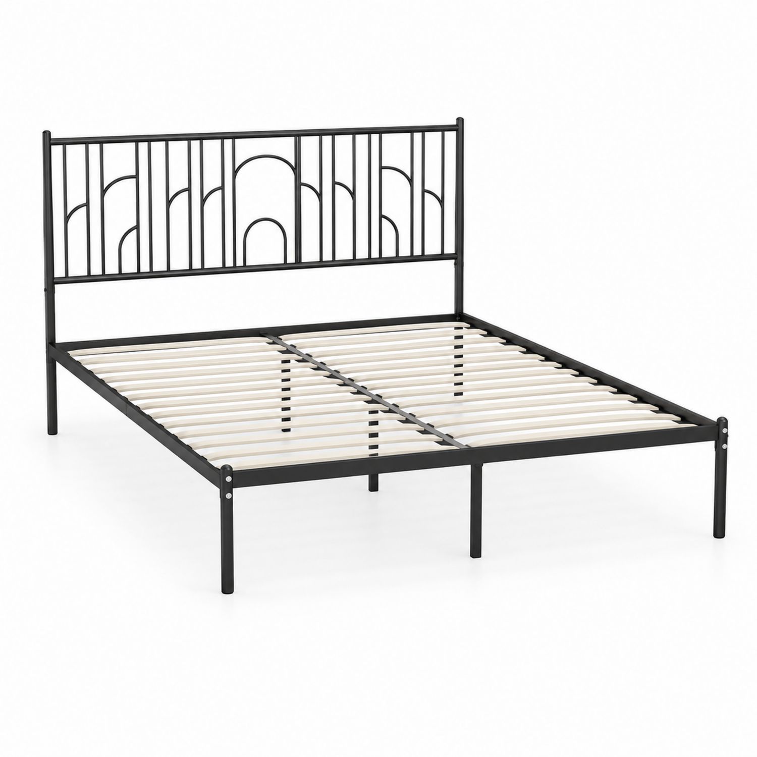 Łóżko metalowe czarne z zagłówkiem 200x160 cm-arartium
