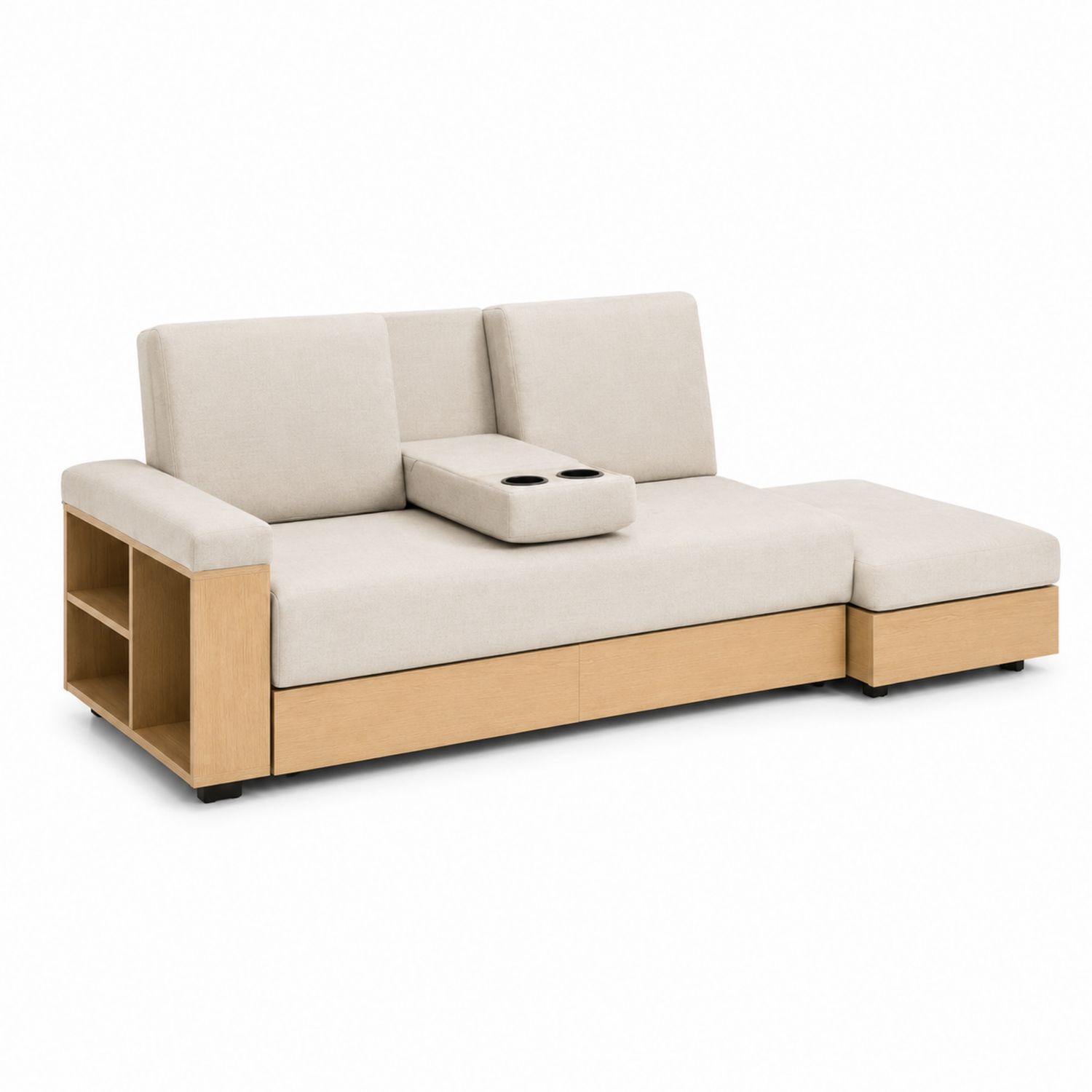 Sofa narożna z funkcją przechowywania i uchwytami na kubki z tkaniny-arartium