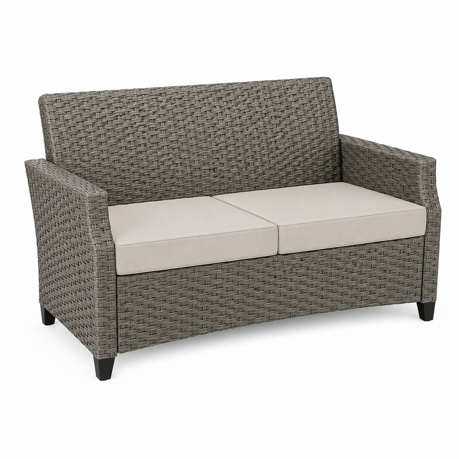 Dwuosobowa sofa z technorattanu szara z poduszkami-arartium