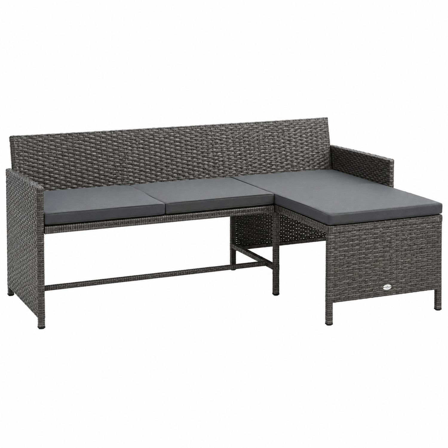 Sofa narożna z technoratanu z poduszkami szara-arartium