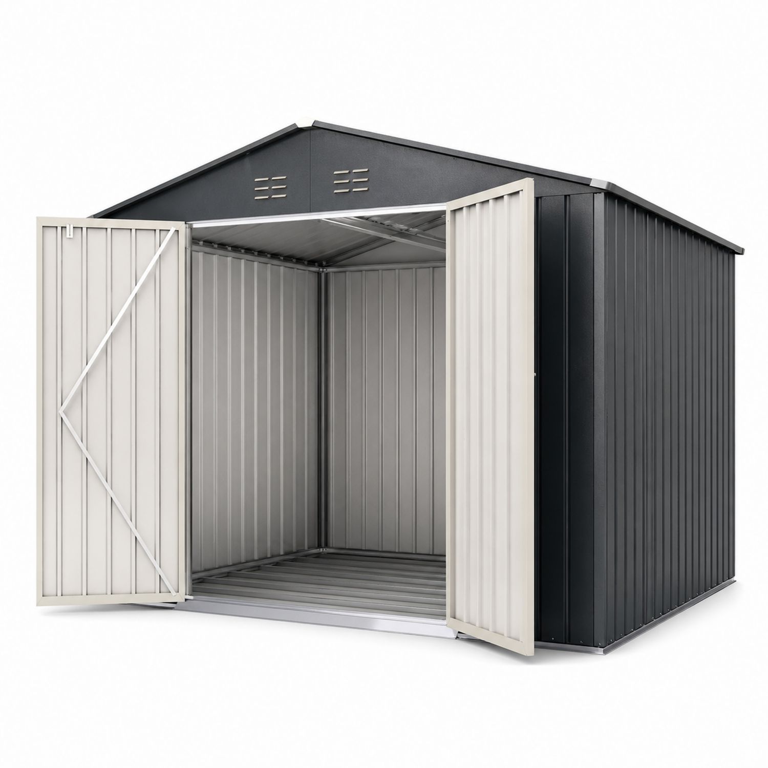 Schowek ogrodowy stalowy 213x130x185 cm Antracytowy-arartium