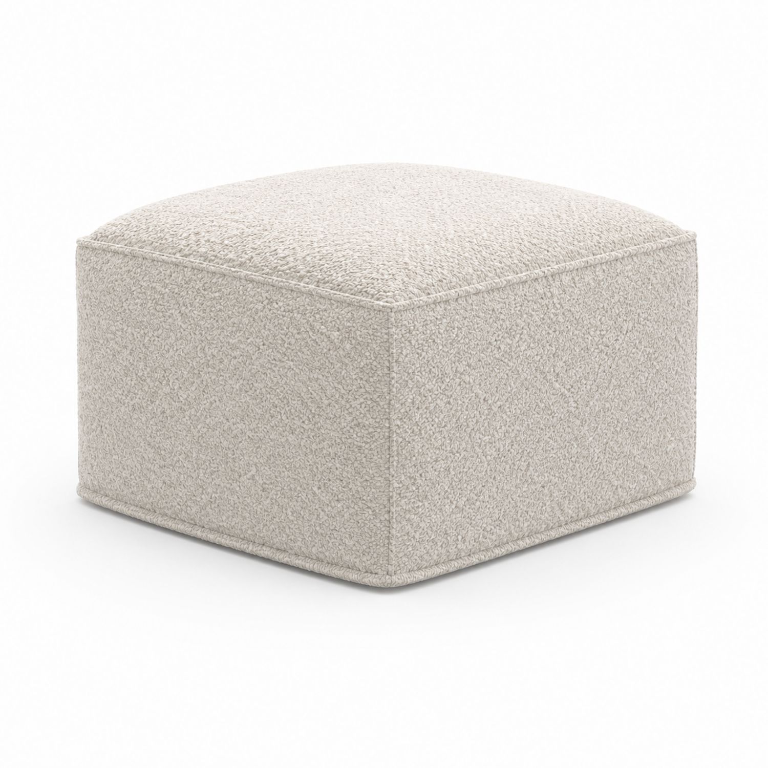 Puf Kwadratowy 50cm Bouclé Beżowy