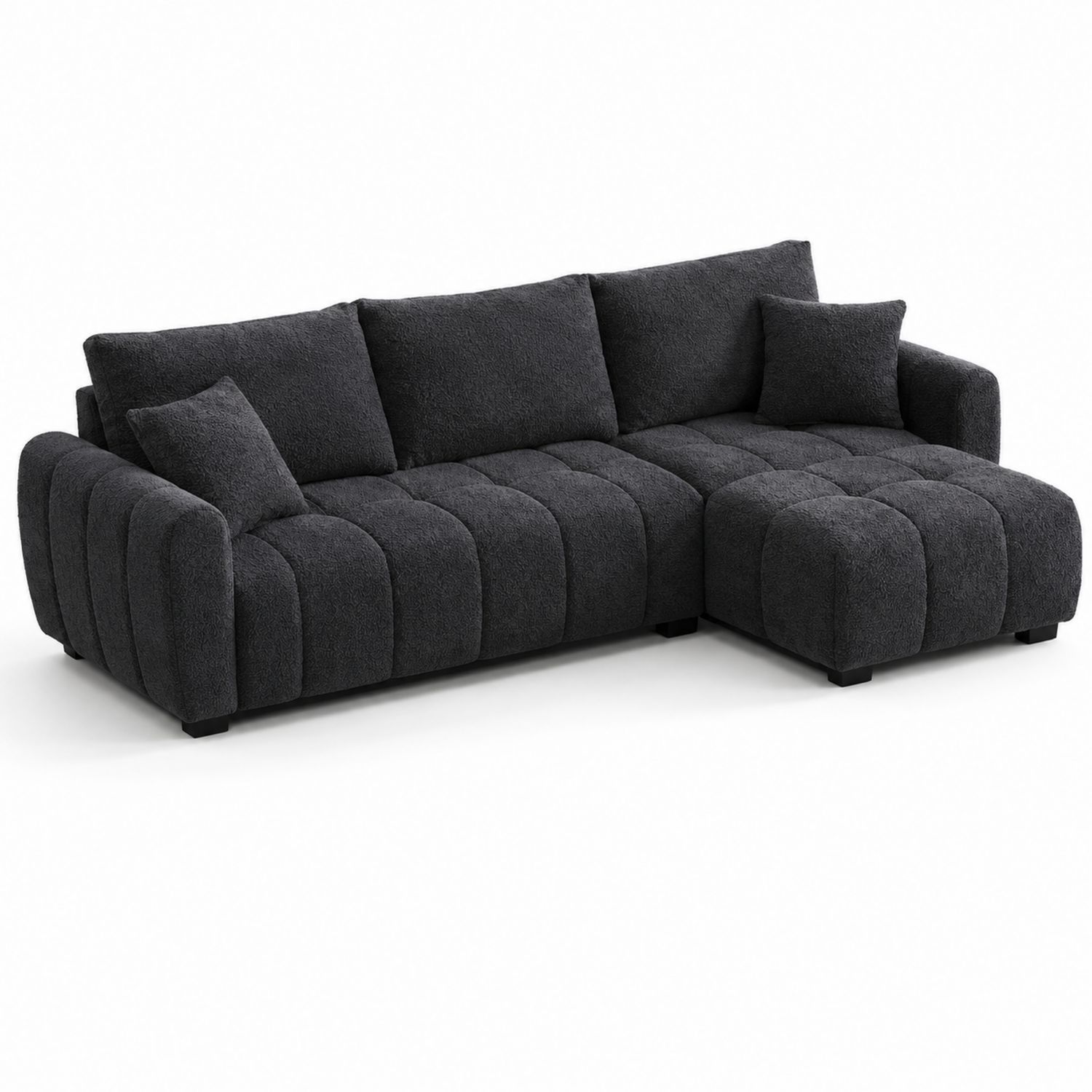 Narożna sofa ciemnoszara z poliestru 200x150 cm