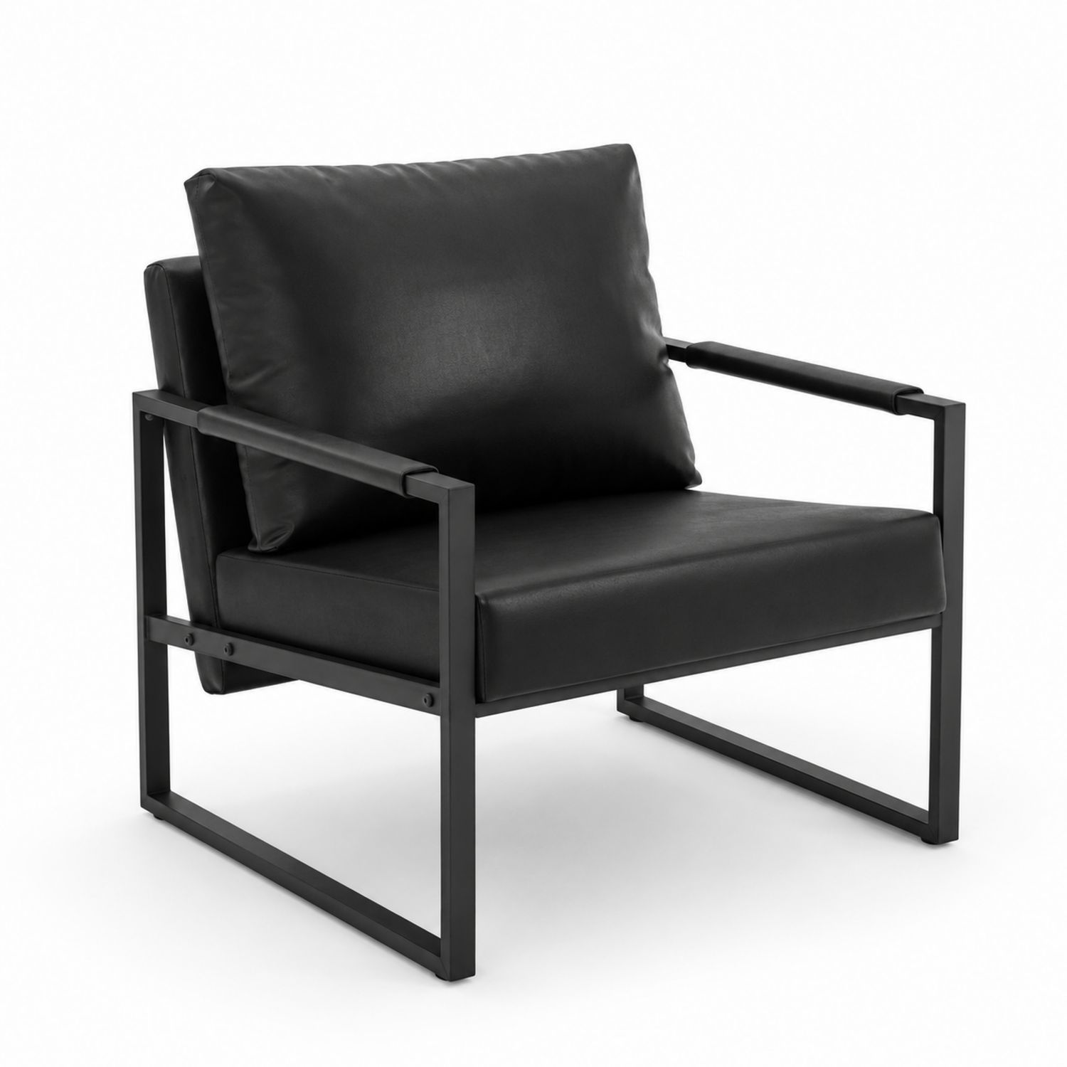 Fotel metalowa rama ekoskóra czarny 75cm x 70cm x 80cm