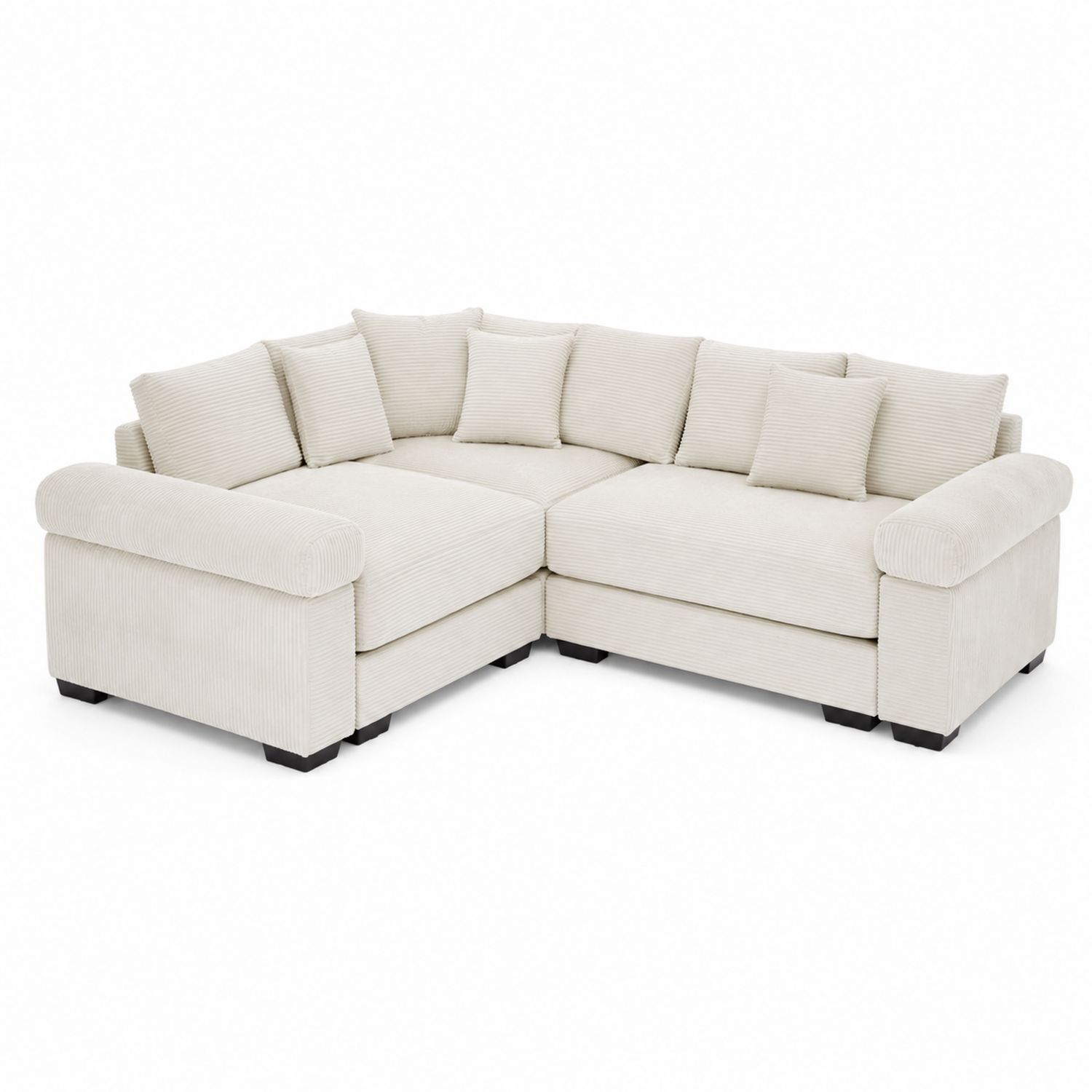 Narożna sofa sztruksowa Kremowa 250x90x150 cm