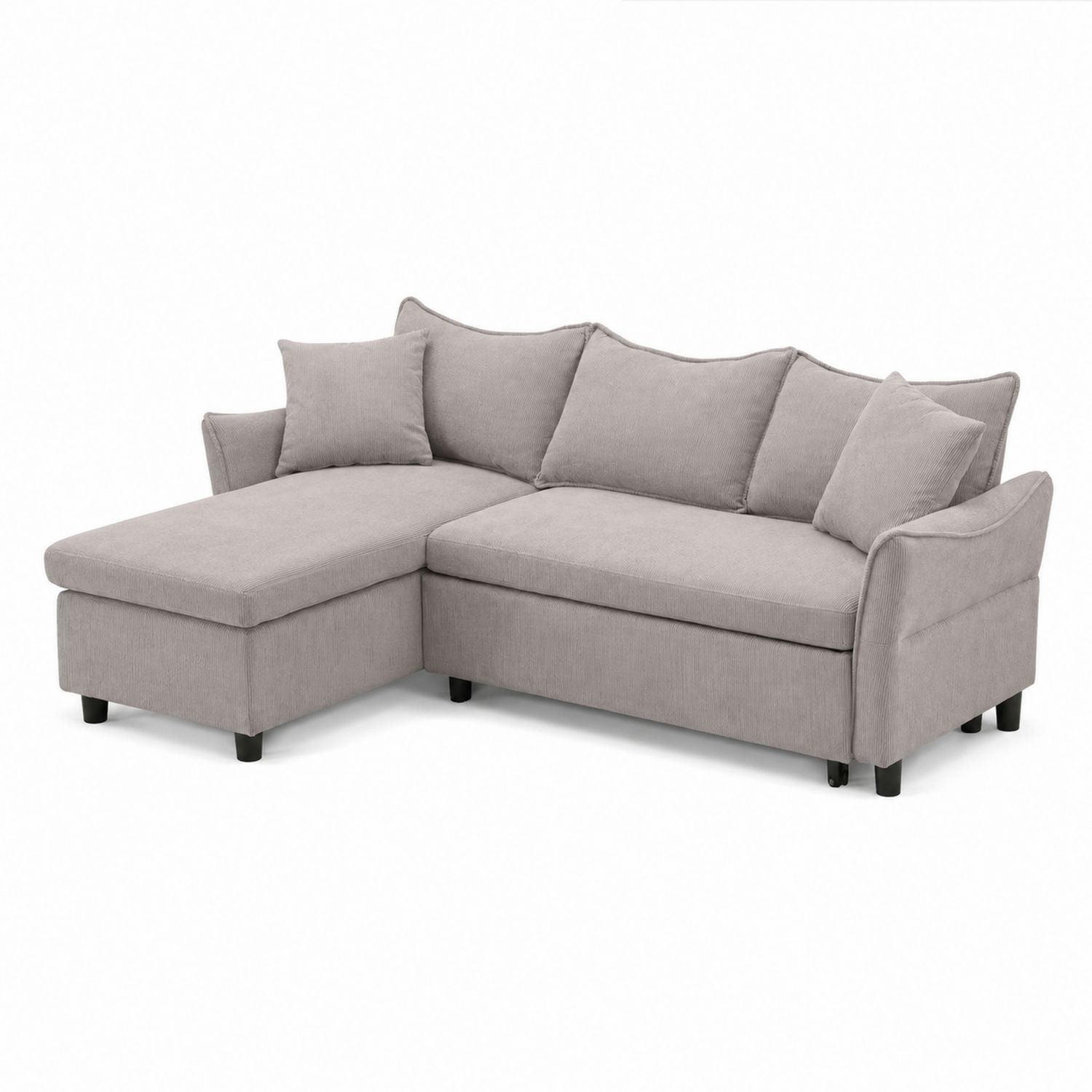 Narożna sofa tapicerowana, tkanina poliestrowa, Szary