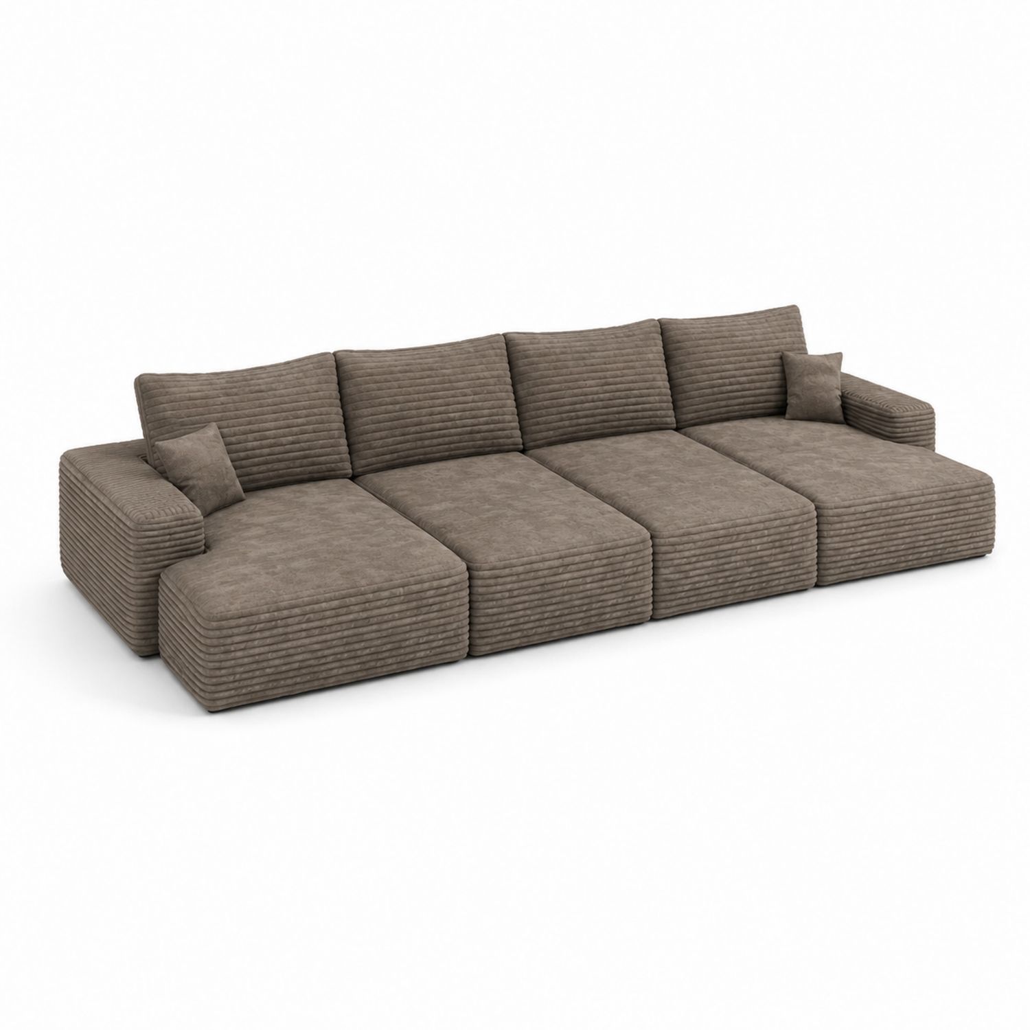 Sofa modułowa 4-częściowa z tkaniny szerokiej prążkowanej Brązowy