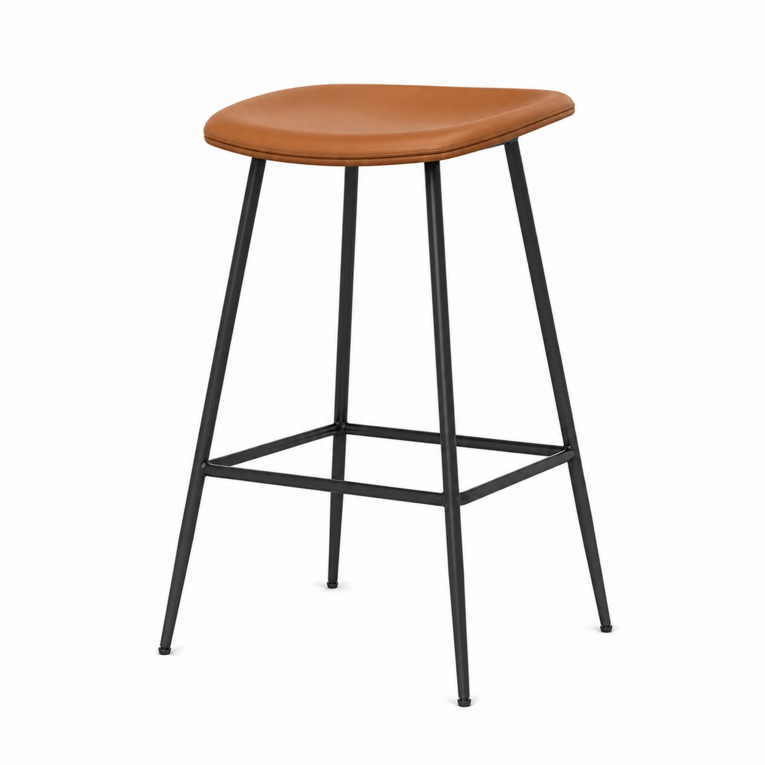 Stołek barowy skórzany 75 cm stalowy Brązowy/Czarny