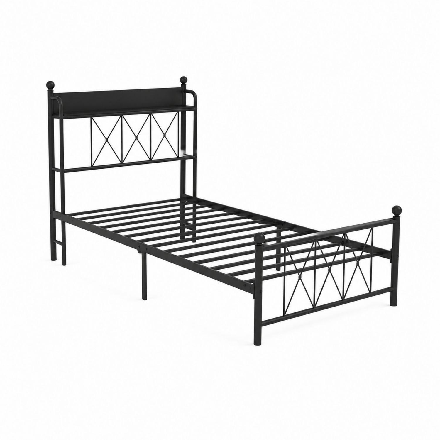 Łóżko metalowe pojedyncze 90x200 cm czarne