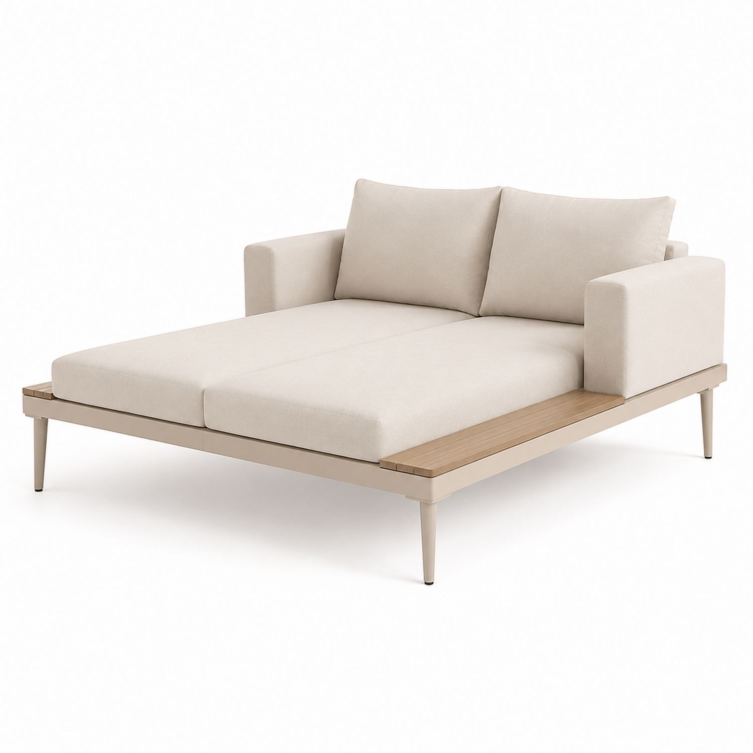 Dwuosobowa sofa aluminiowa z tkaniną poliestrową 200x160 cm Beżowy