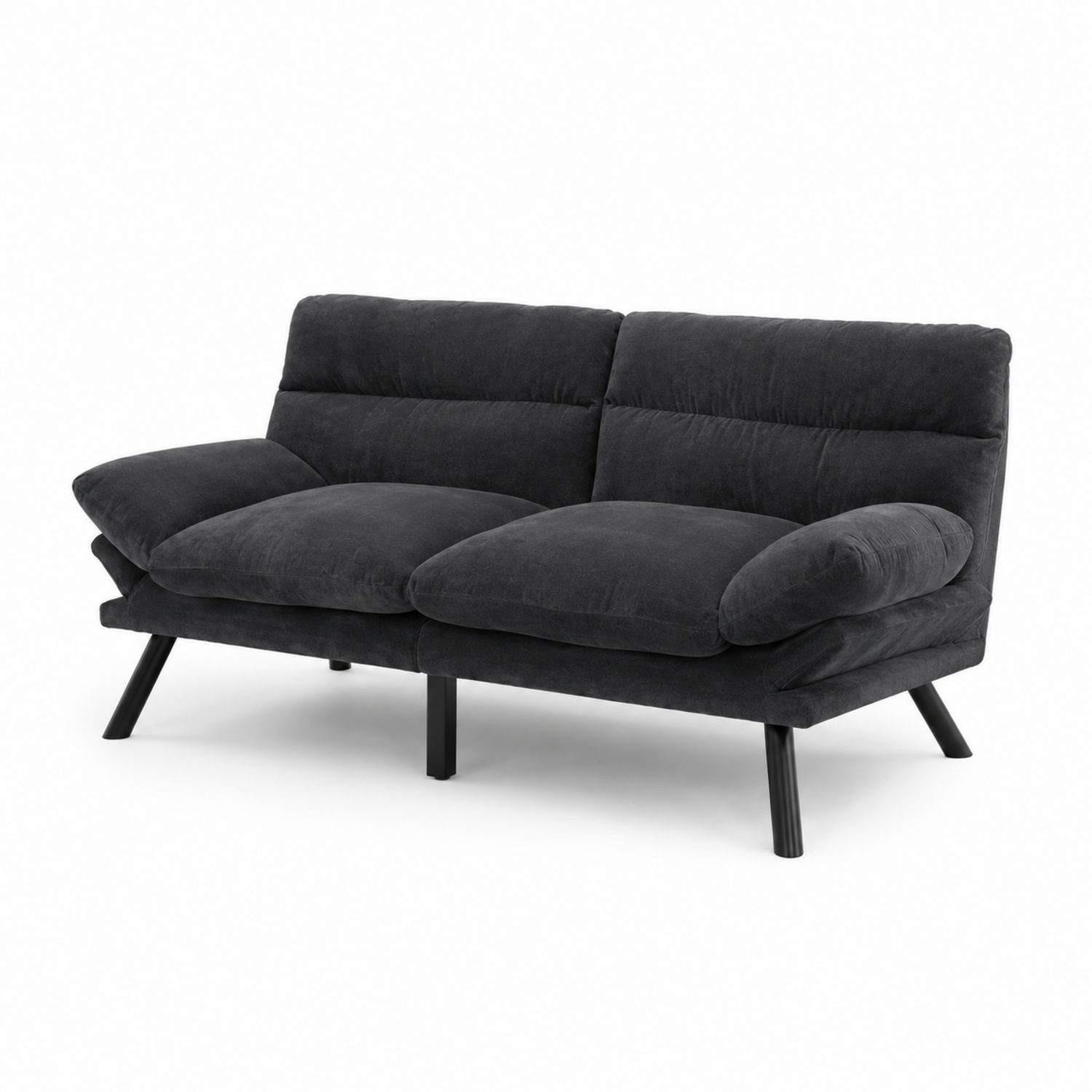 Sofa welurowa 2-osobowa antracytowa 180 cm