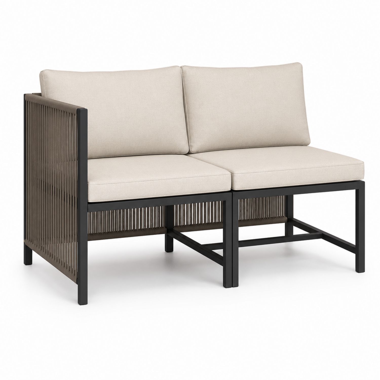Dwuosobowa sofa z aluminium i tkaniny beżowa