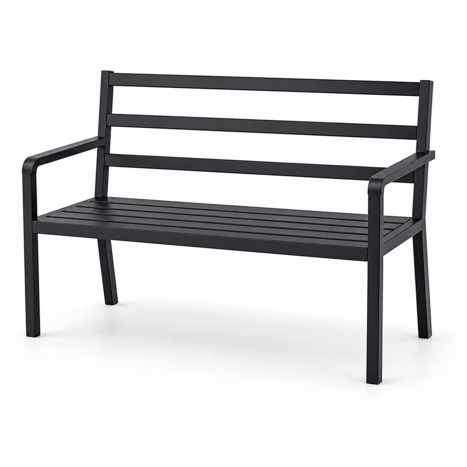 Czarna ławka ogrodowa aluminiowa 120cm