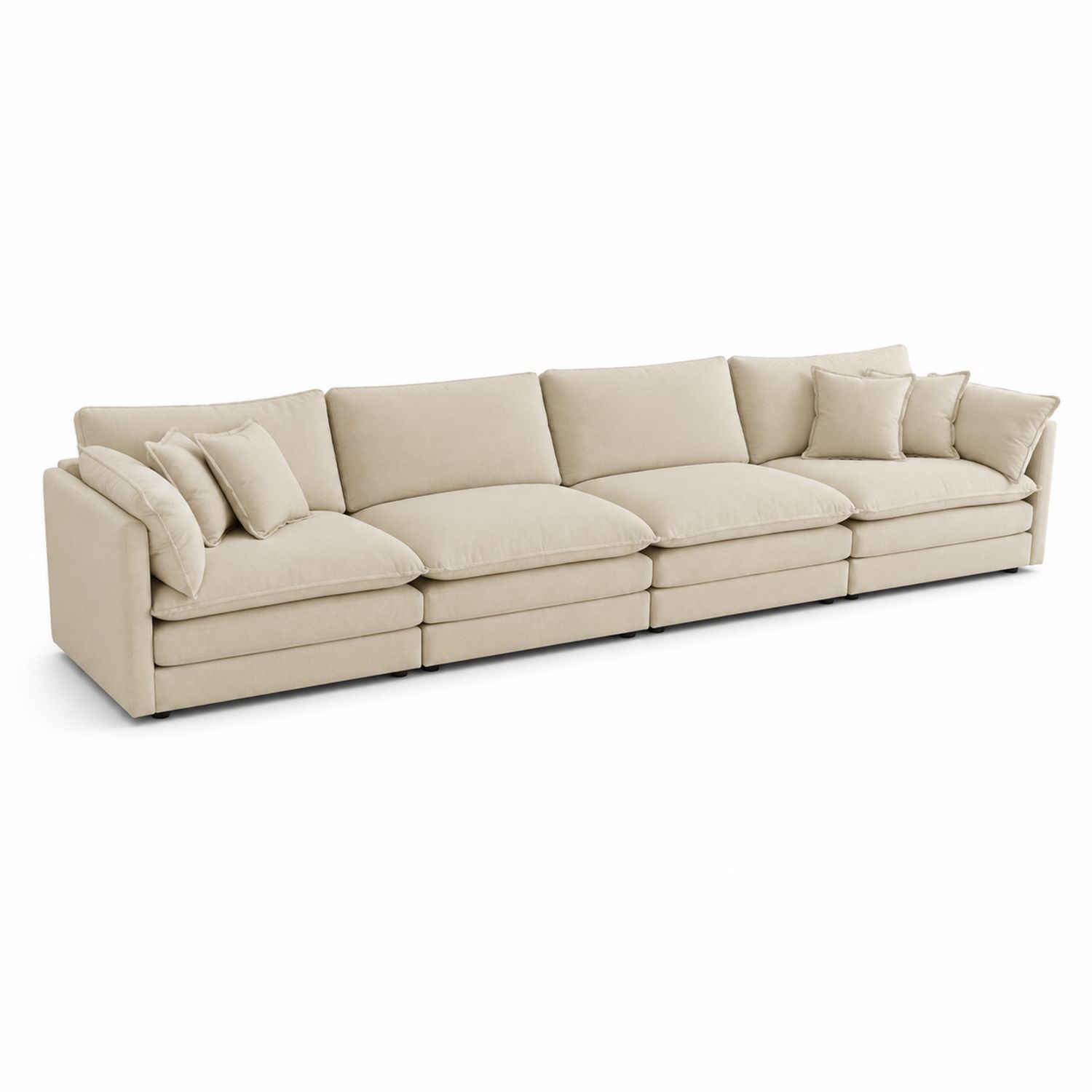 Sofa modułowa 4-osobowa z tkaniny bawełnianej kremowa
