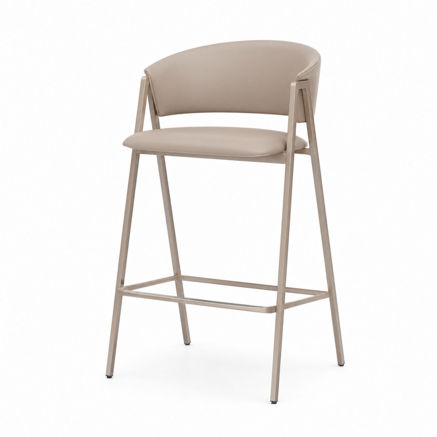 Stołek barowy metalowy z ekologiczną skórą beżowy 102 cm