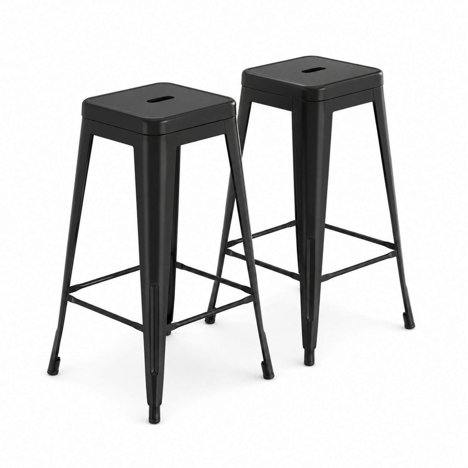 Zestaw 2 czarnych stołków barowych z metalu 76 cm