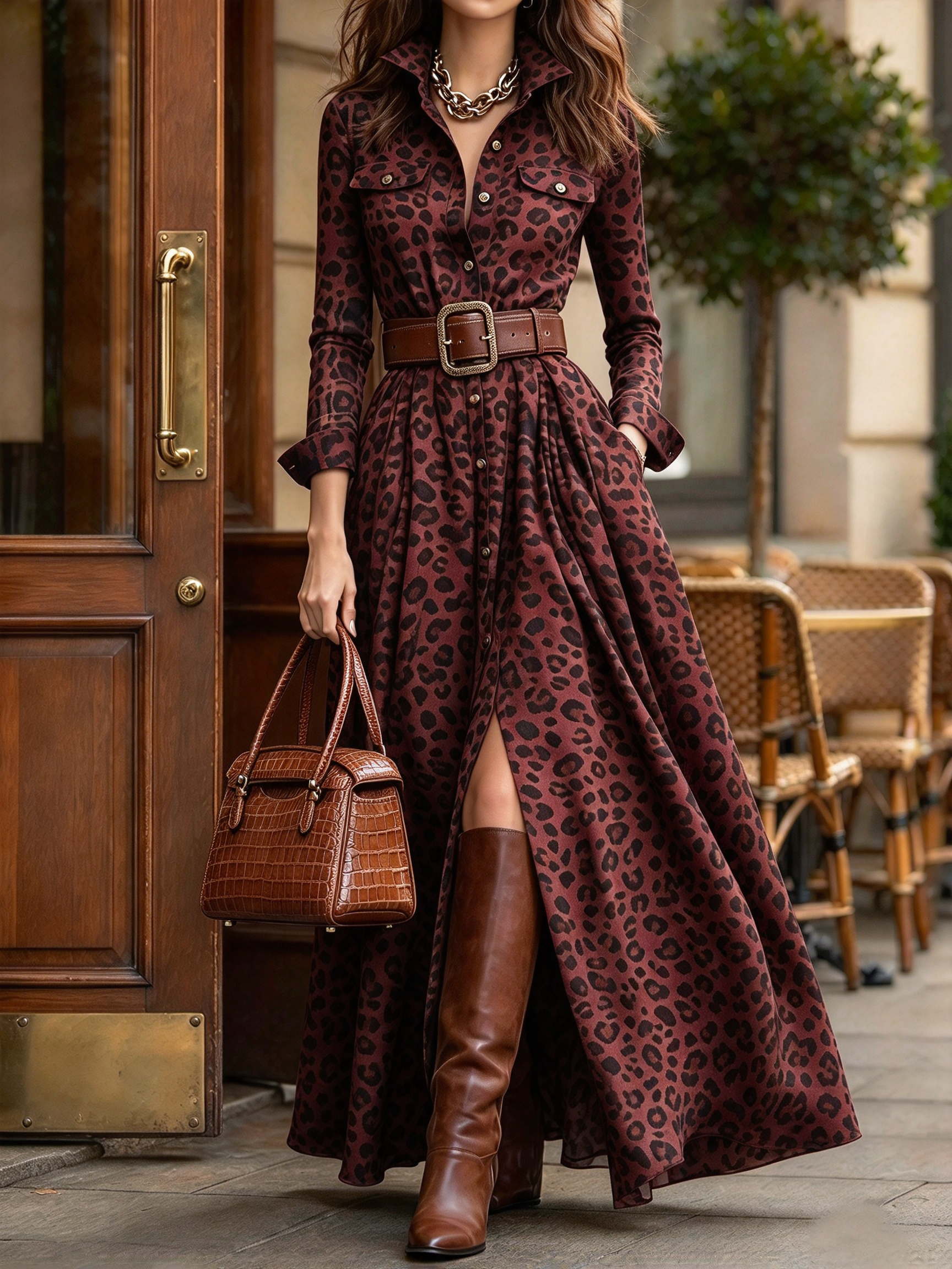 Vintage-style Plaid Cotton Long Shirt Dress