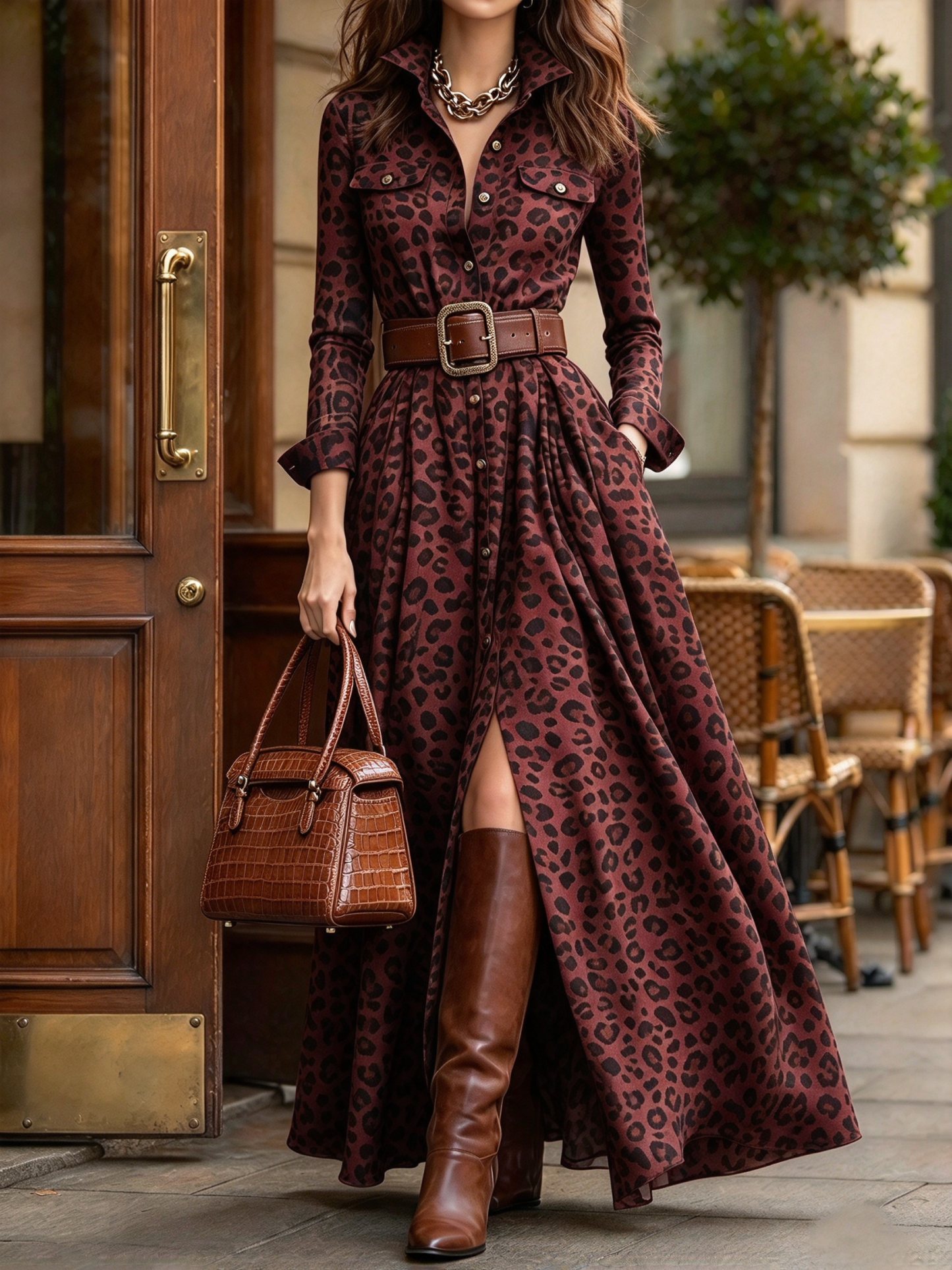 Vintage-style Plaid Cotton Long Shirt Dress
